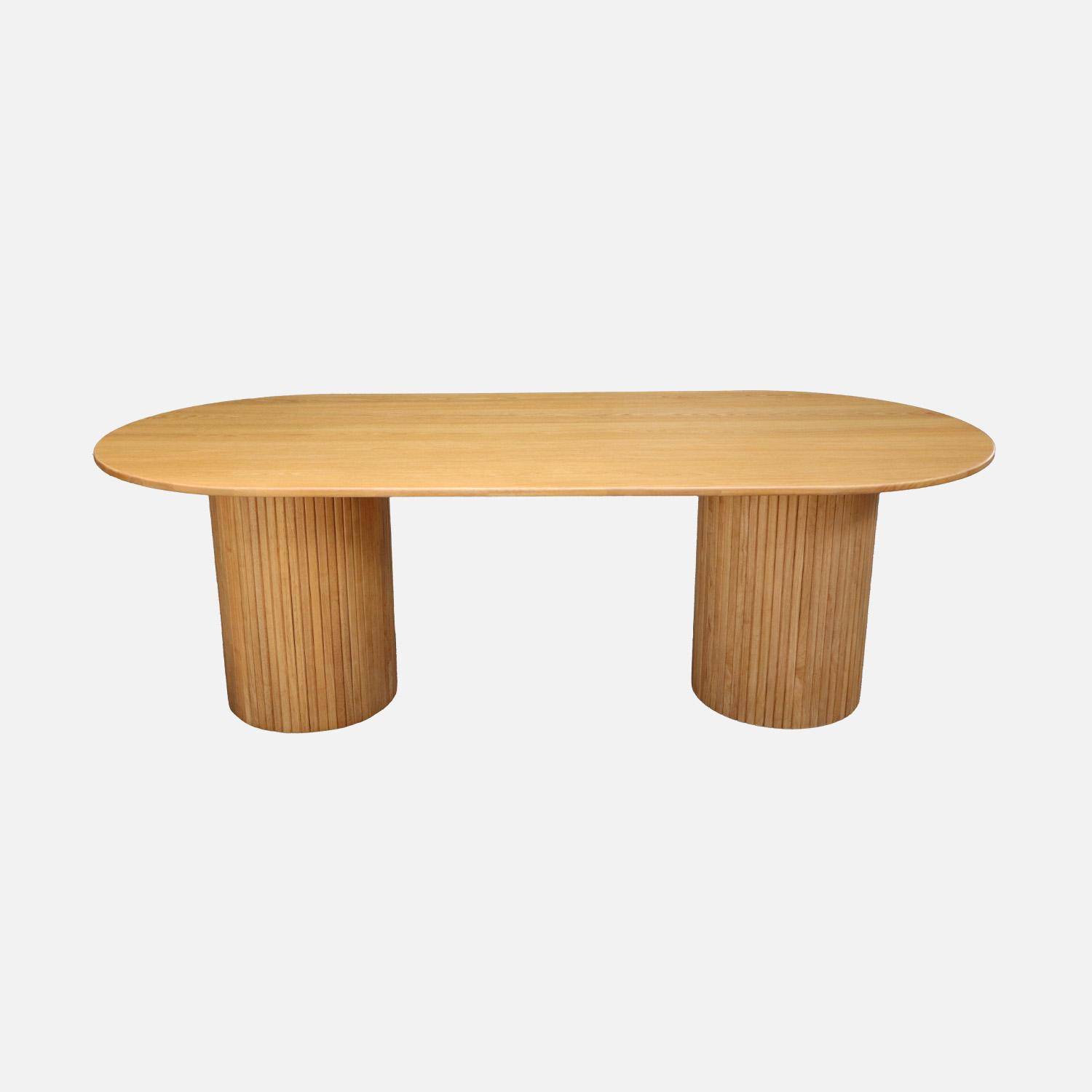 Mesa de comedor de madera de hévea y chapado de roble, 8 plazas, Estelle, Natural, 220x100x73 cm Photo2