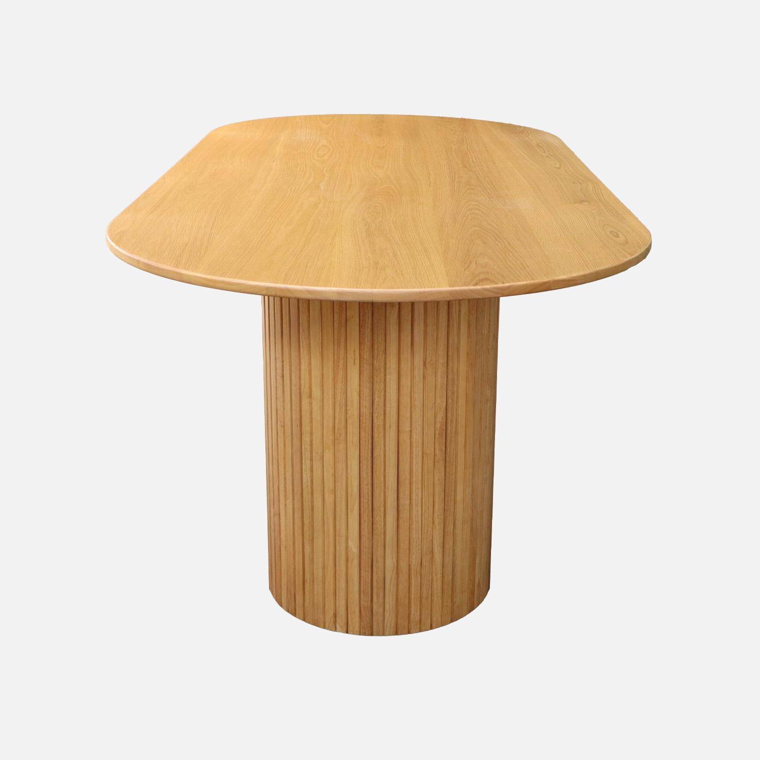 Mesa de comedor de madera de hévea y chapado de roble, 8 plazas, Estelle, Natural, 220x100x73 cm Photo3