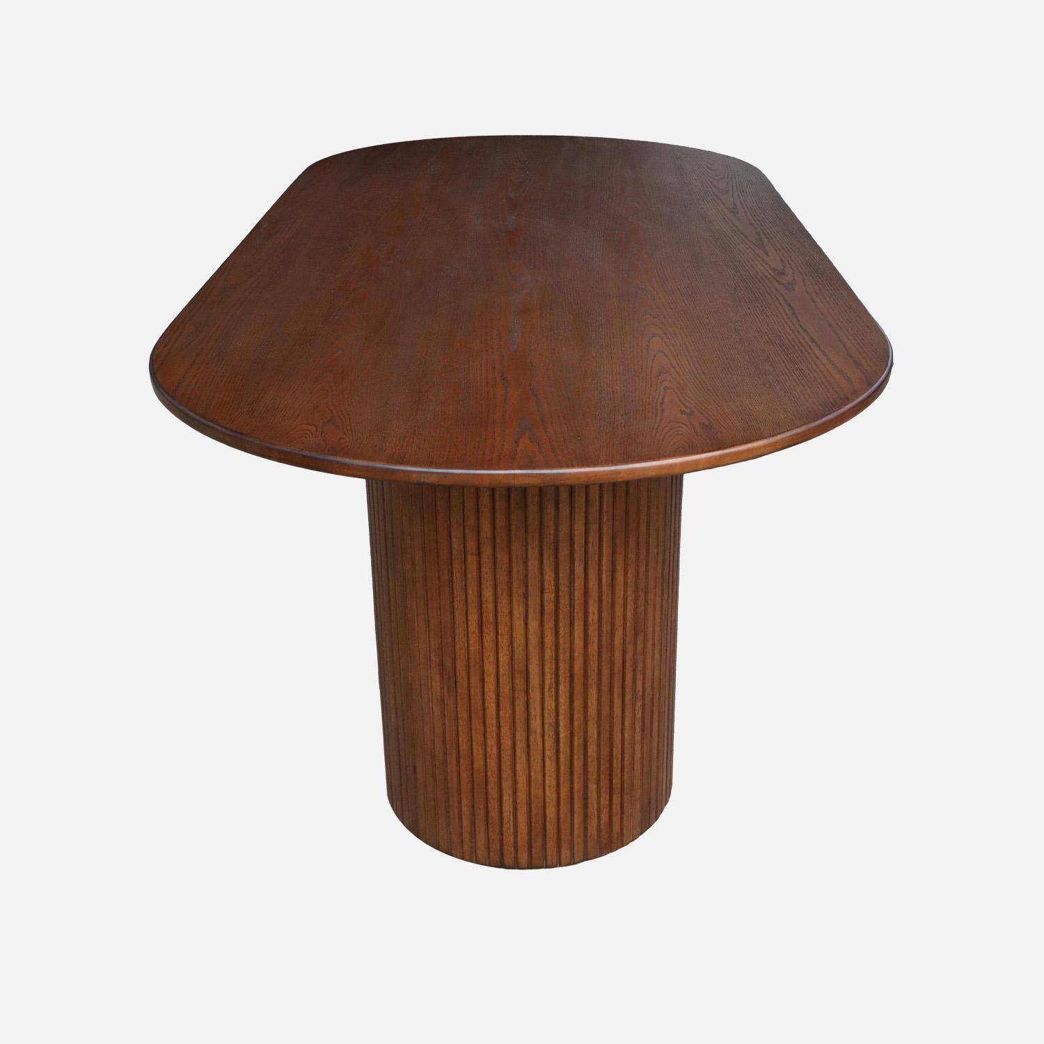 Mesa de comedor de madera de hévea y chapado de roble, 8 plazas, Estelle, Madera de nogal, 220x100x73 cm,sweeek,Photo3