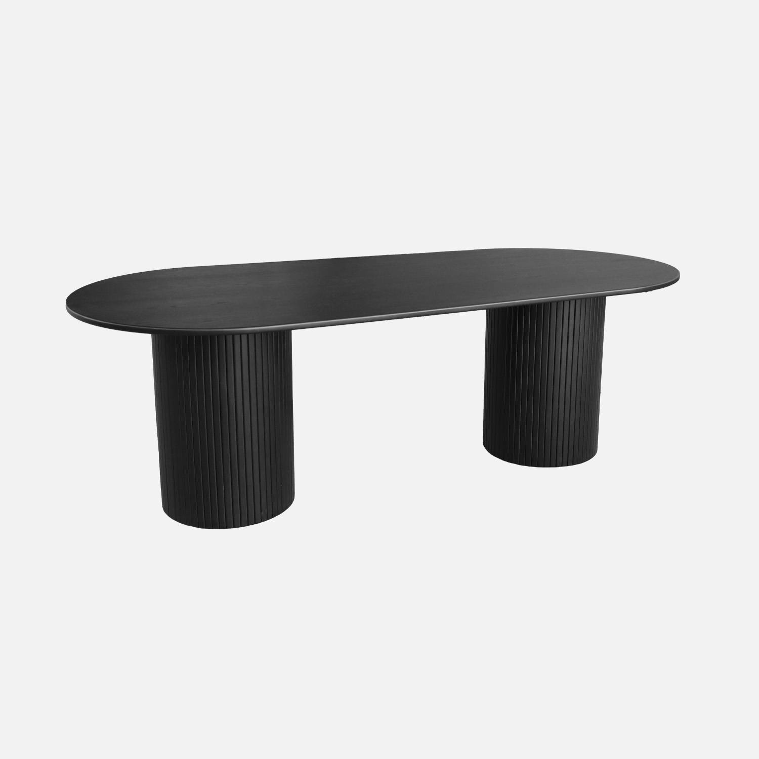 Mesa de comedor de madera de hévea y chapado de roble, 8 plazas, Negro