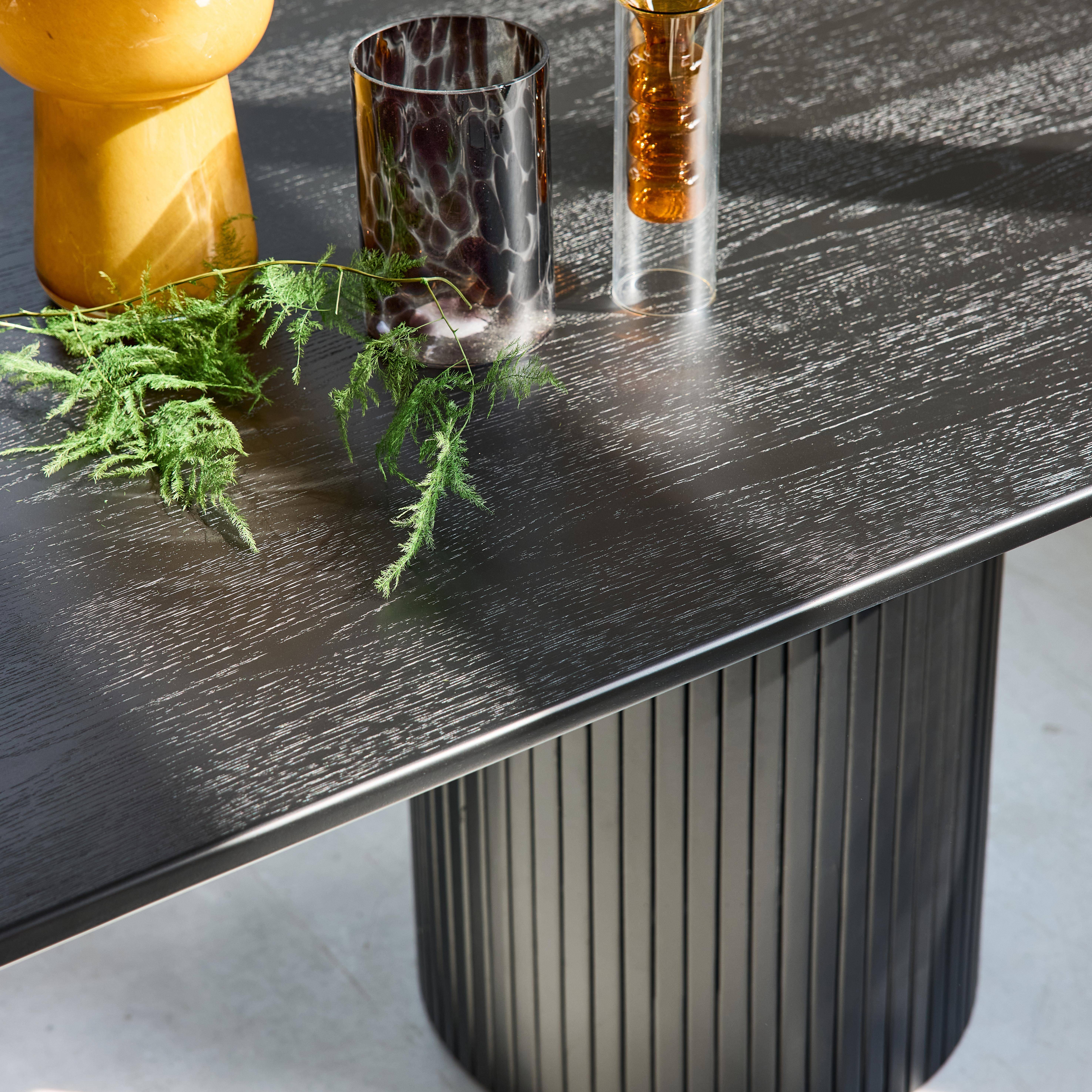 Ovale eettafel rubberhout en eikenfineer 8 plaatsen zwart L 220 x B 100 x H 73 cm - Estelle,sweeek,Photo3