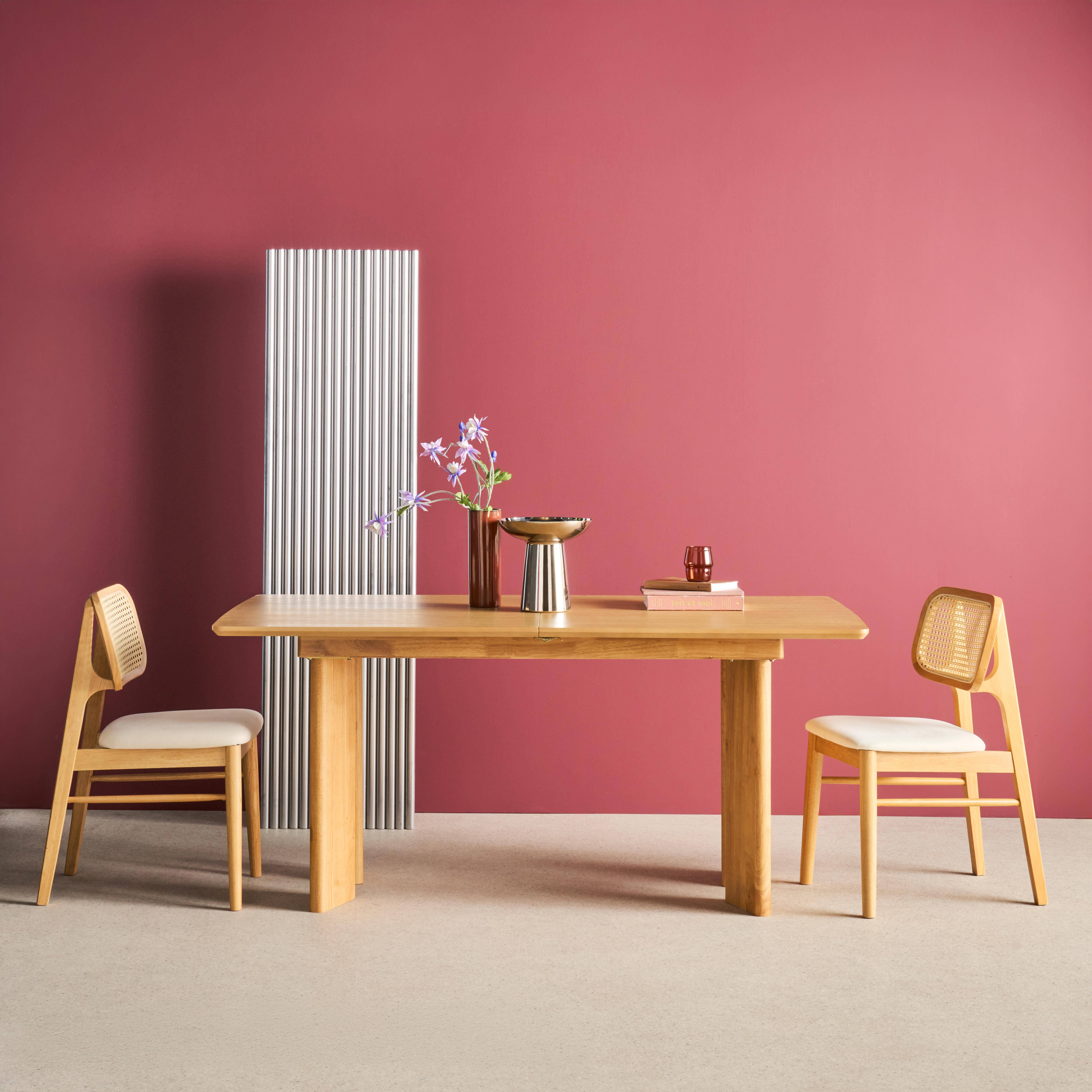 Mesa de comedor rectangular extensible de madera, 6-8 plazas, Albane, Natural, 170x90x76 cm Photo1