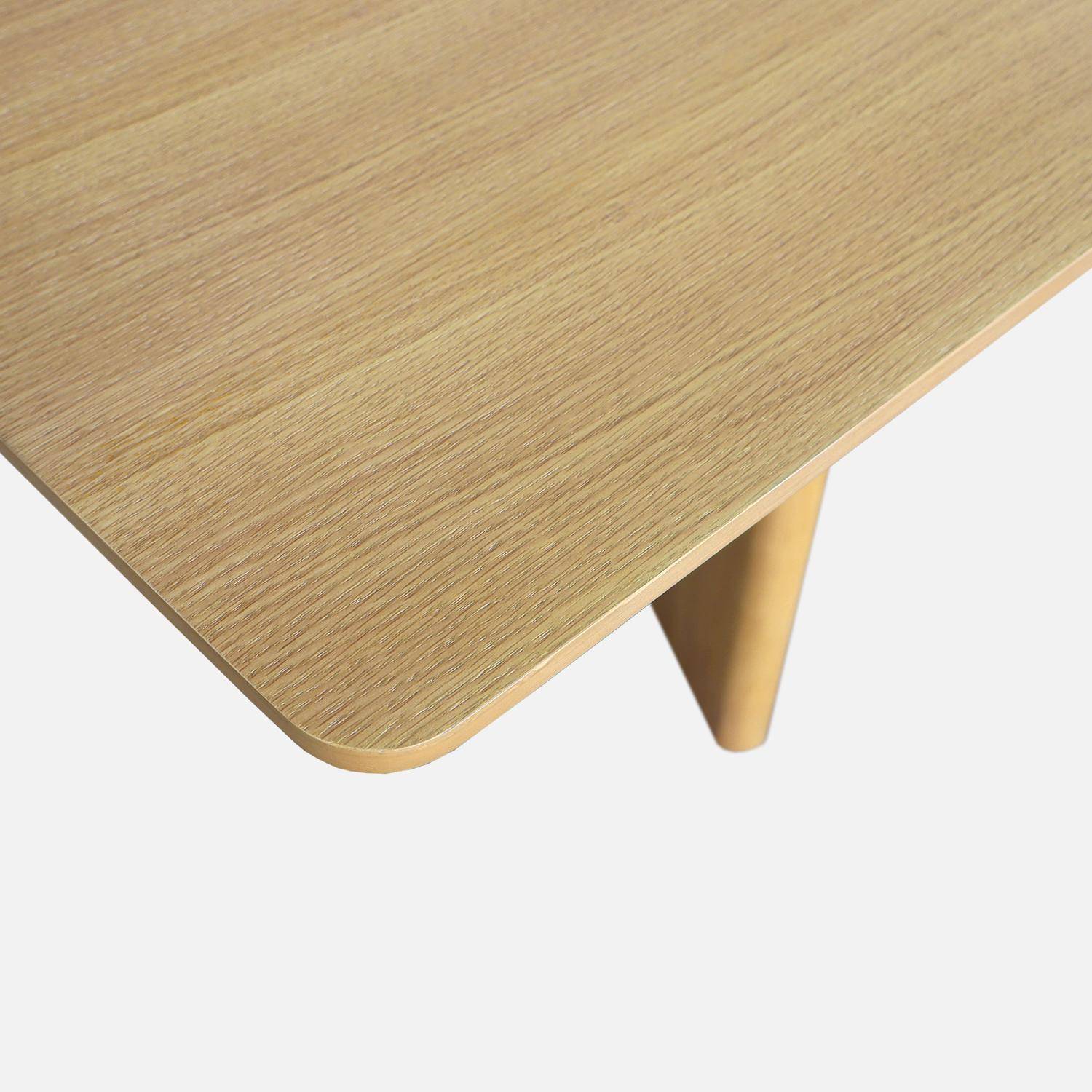 Table à manger rectangulaire extensible bois d'hévéa et placage chêne naturel 6-8 places 170-210cm - Albane Photo6