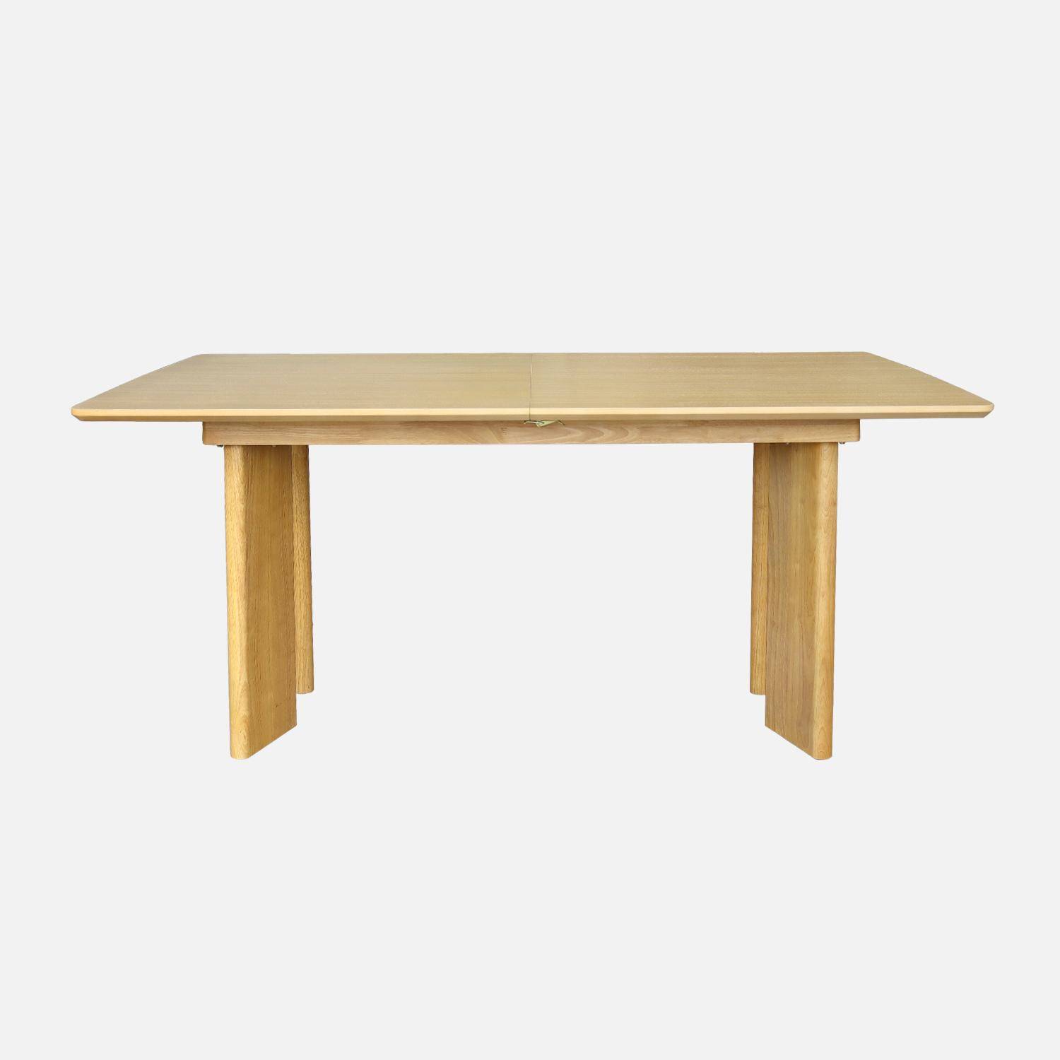 Table à manger rectangulaire extensible bois d'hévéa et placage chêne naturel 6-8 places 170-210cm - Albane Photo4