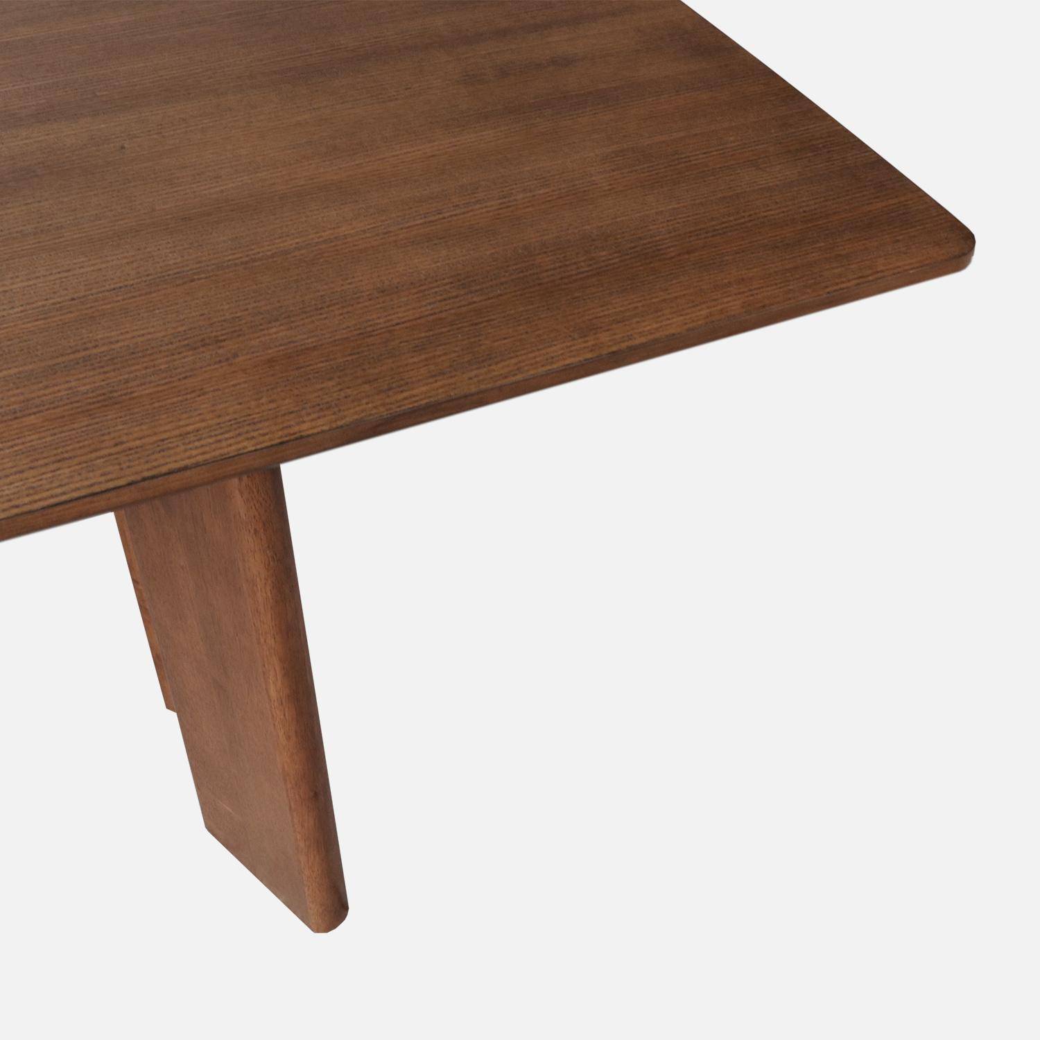 Table à manger rectangulaire extensible bois d'hévéa et placage chêne noyer 6-8 places 170-210cm - Albane,sweeek,Photo6