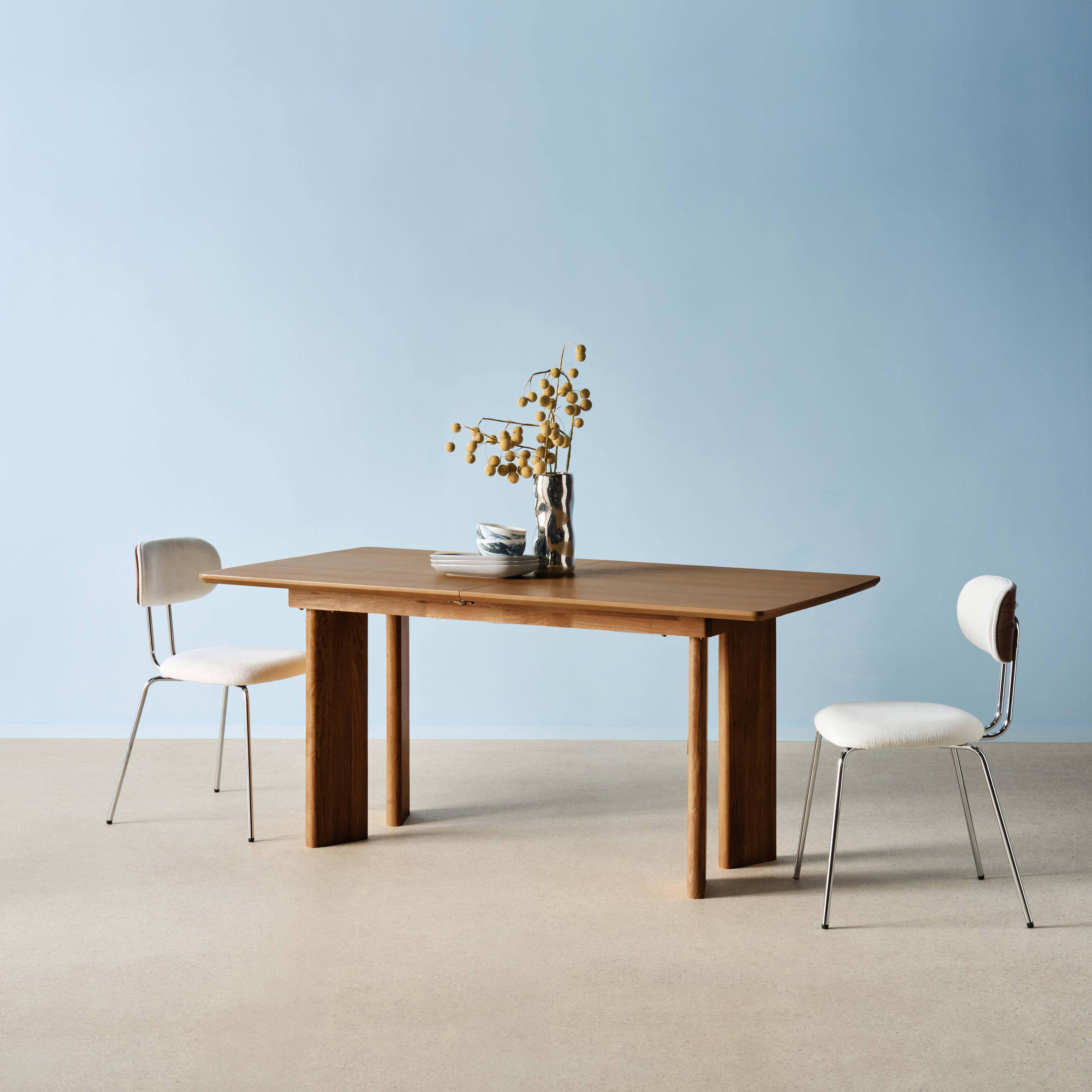 Tavolo da pranzo rettangolare allungabile in legno di hevea e impiallacciatura di rovere 6-8 posti, Albane, Marrone, 170x90x76 cm Photo3