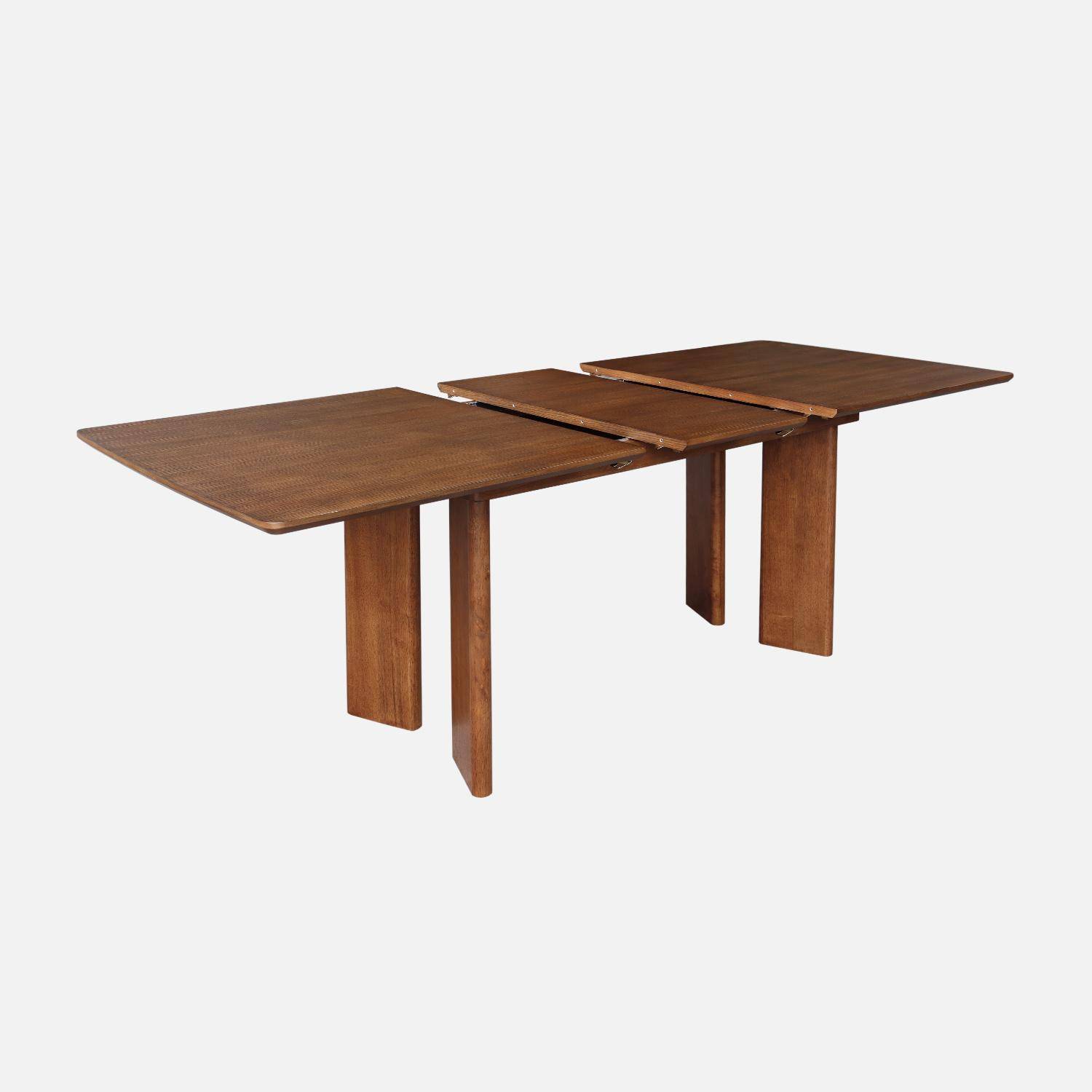 Table à manger rectangulaire extensible bois d'hévéa et placage chêne noyer 6-8 places 170-210cm - Albane,sweeek,Photo2
