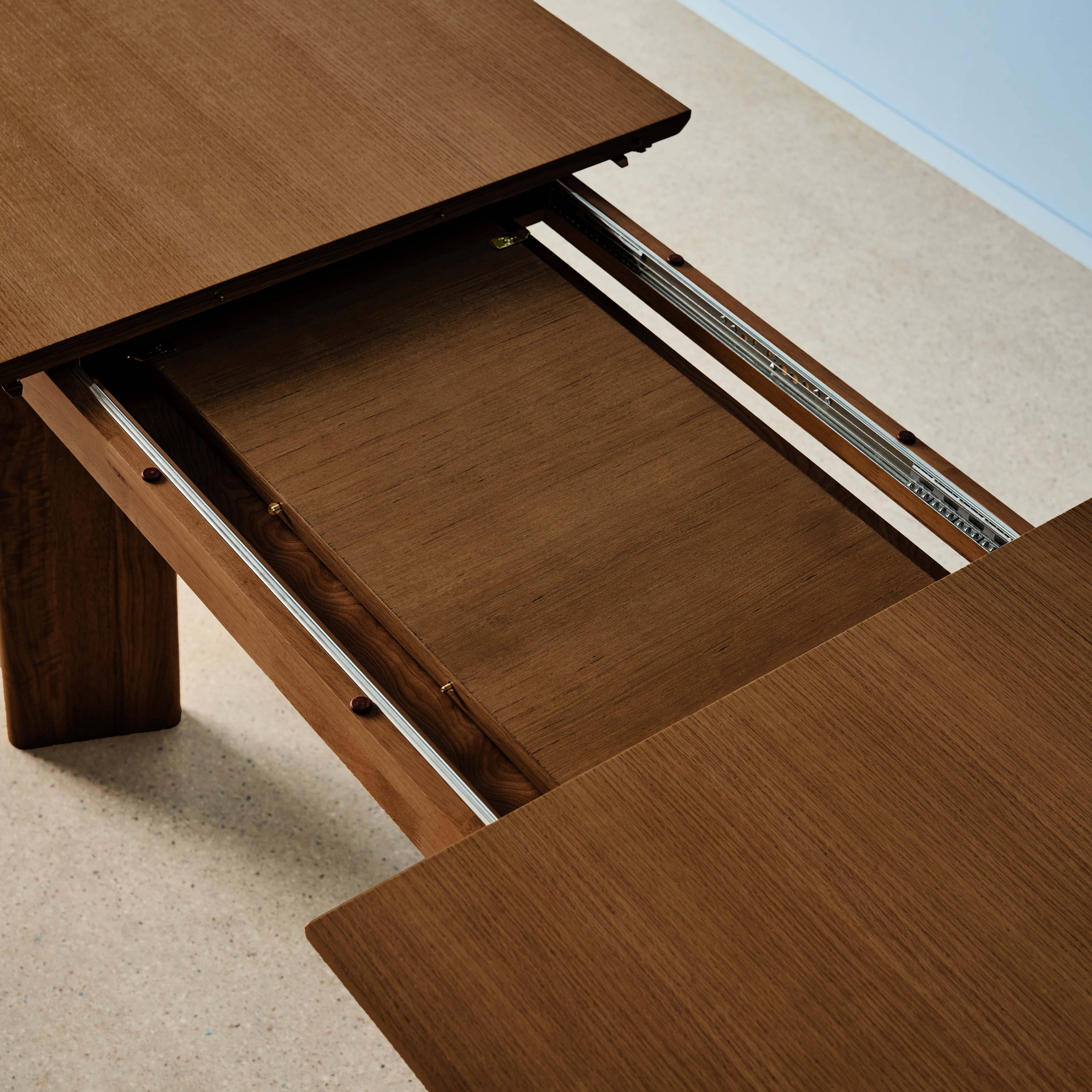 Tavolo da pranzo rettangolare allungabile in legno di hevea e impiallacciatura di rovere 6-8 posti, Albane, Marrone, 170x90x76 cm,sweeek,Photo9