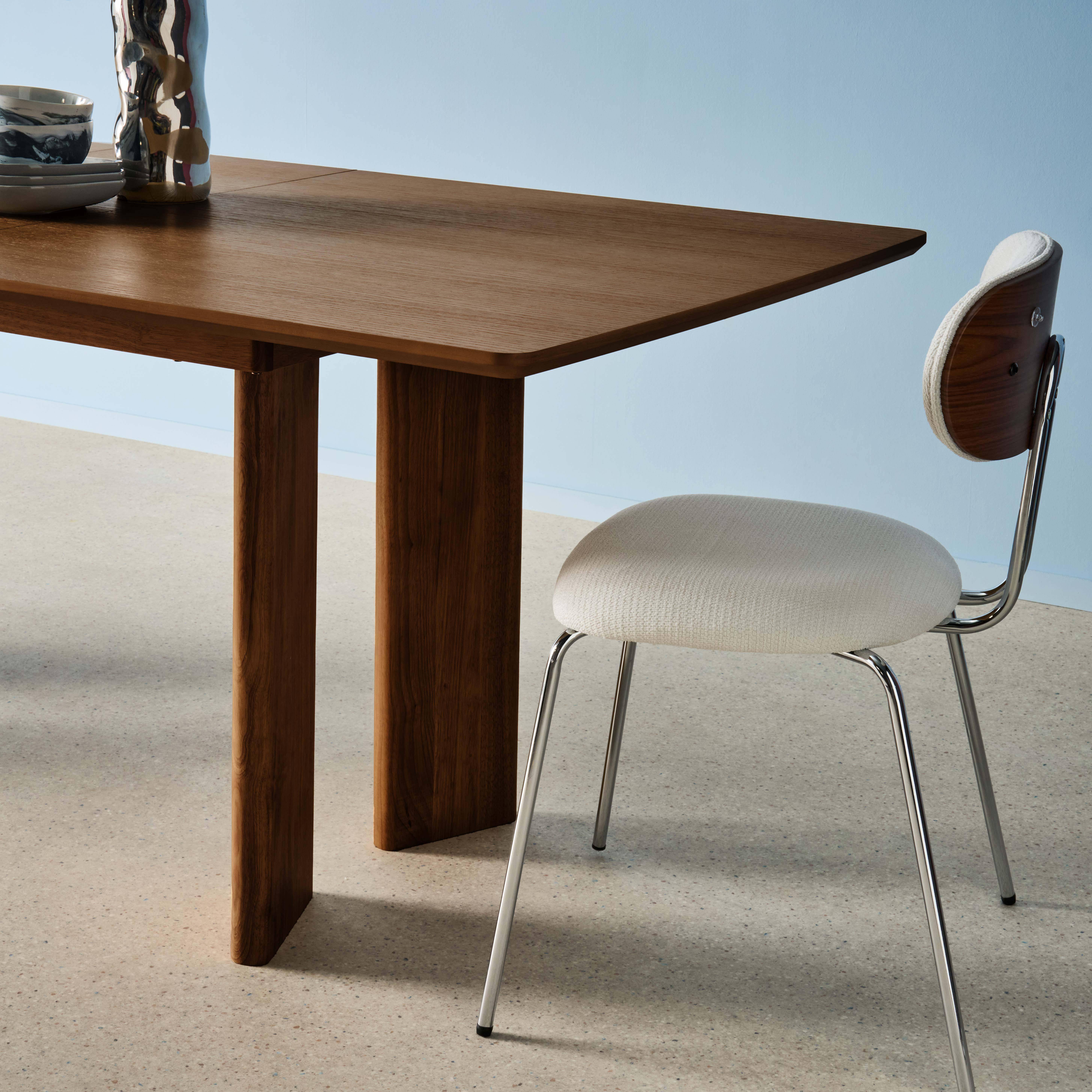 Tavolo da pranzo rettangolare allungabile in legno di hevea e impiallacciatura di rovere 6-8 posti, Albane, Marrone, 170x90x76 cm,sweeek,Photo4