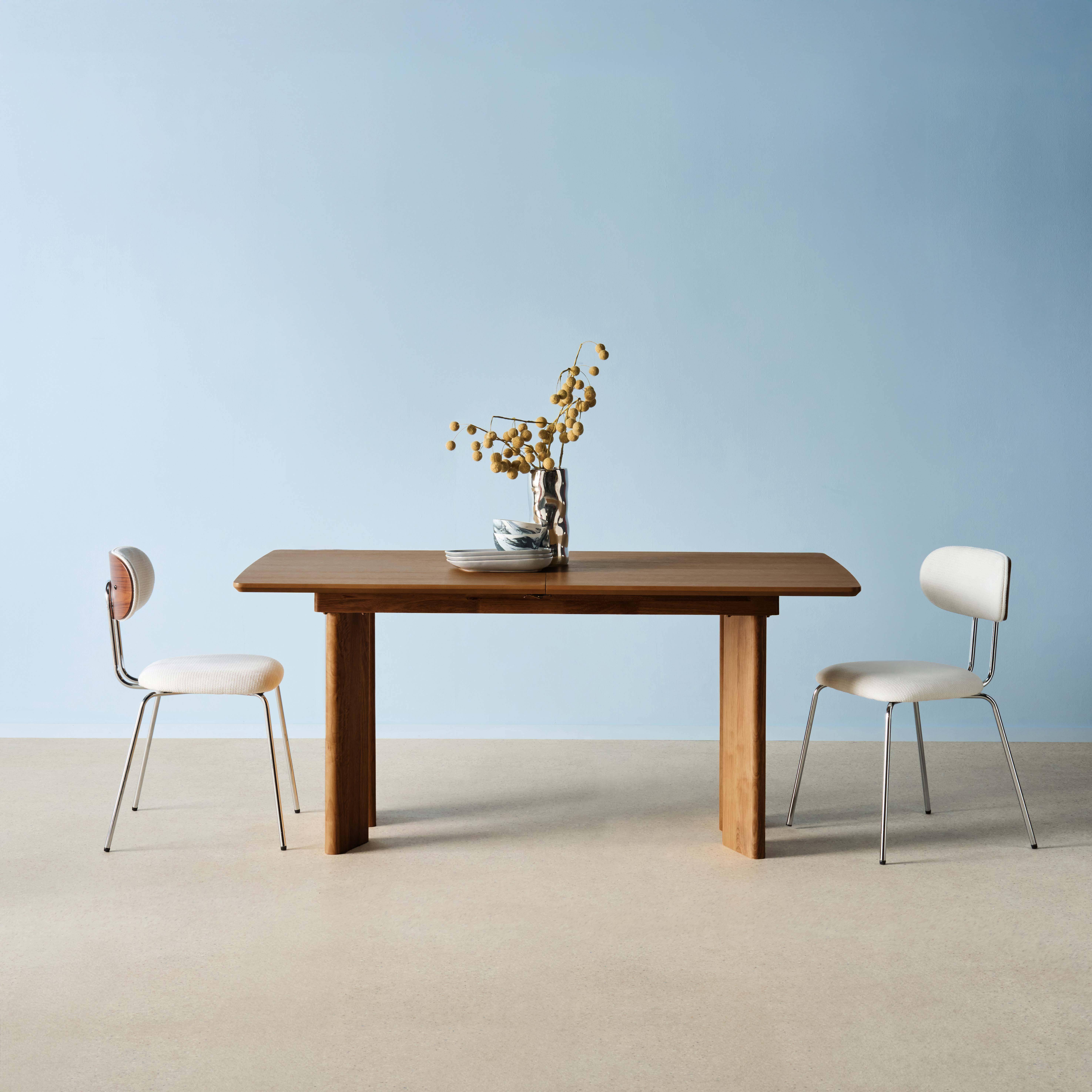 Tavolo da pranzo rettangolare allungabile in legno di hevea e impiallacciatura di rovere 6-8 posti, Albane, Marrone, 170x90x76 cm Photo1