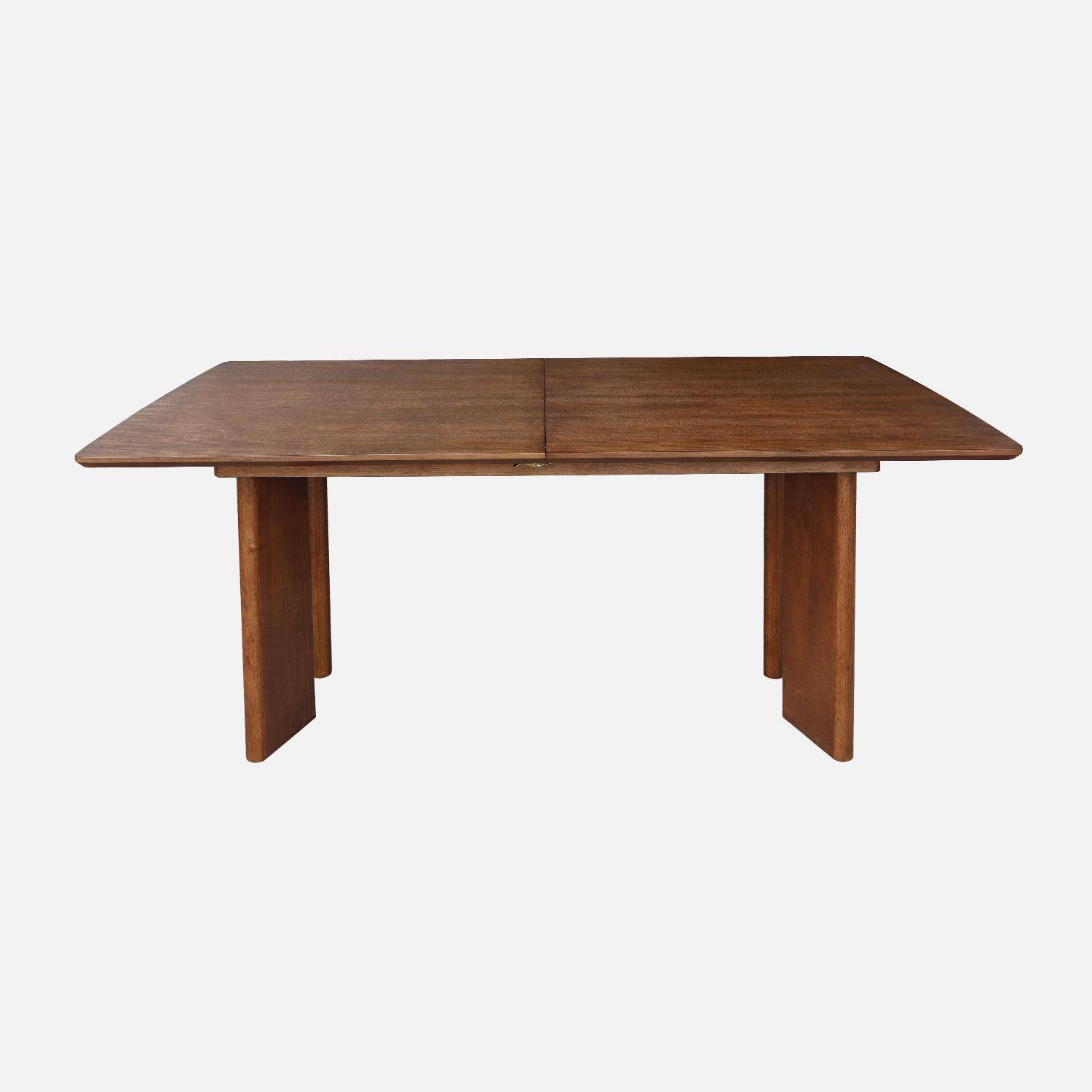 Table à manger rectangulaire extensible bois d'hévéa et placage chêne noyer 6-8 places 170-210cm - Albane Photo4