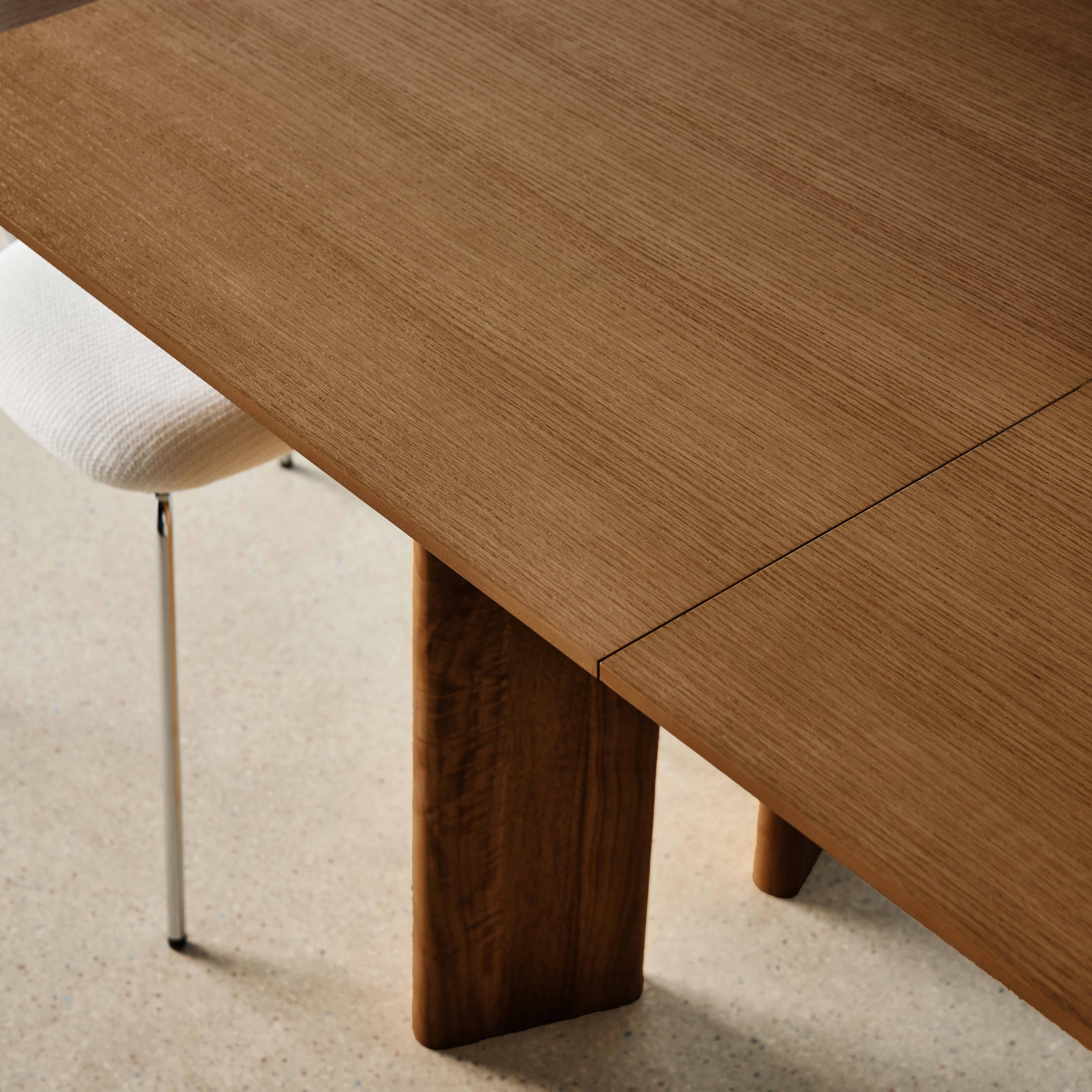 Tavolo da pranzo rettangolare allungabile in legno di hevea e impiallacciatura di rovere 6-8 posti, Albane, Marrone, 170x90x76 cm,sweeek,Photo6