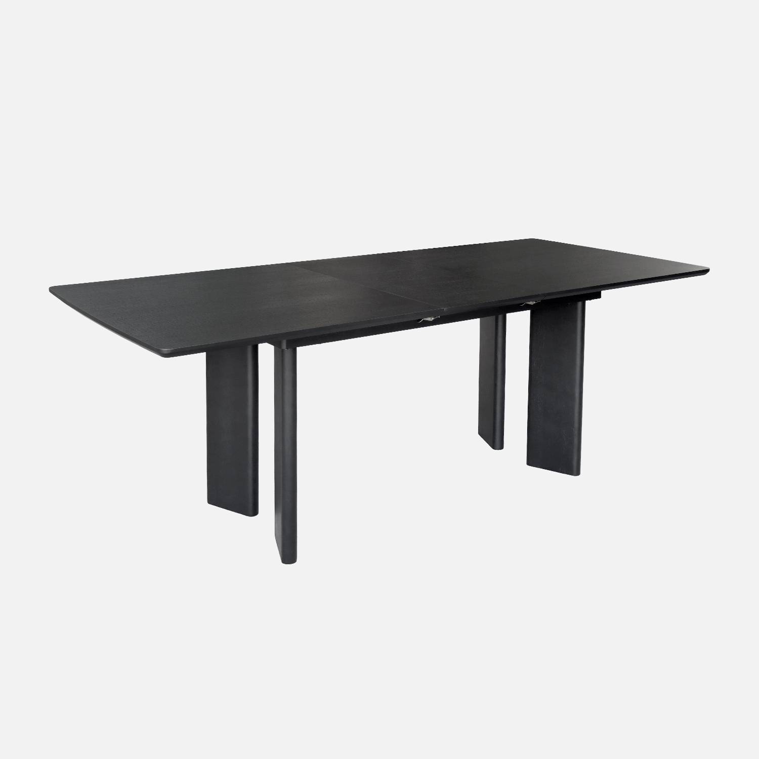 Table à manger extensible bois d'hévéa, placage chêne noir 6-8 places