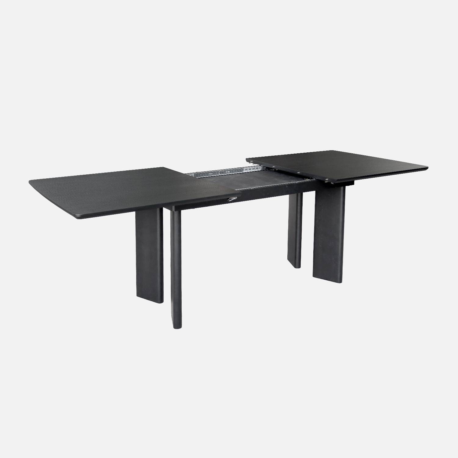Table à manger rectangulaire extensible bois d'hévéa et placage chêne noir 6-8 places 170-210cm - Albane Photo2