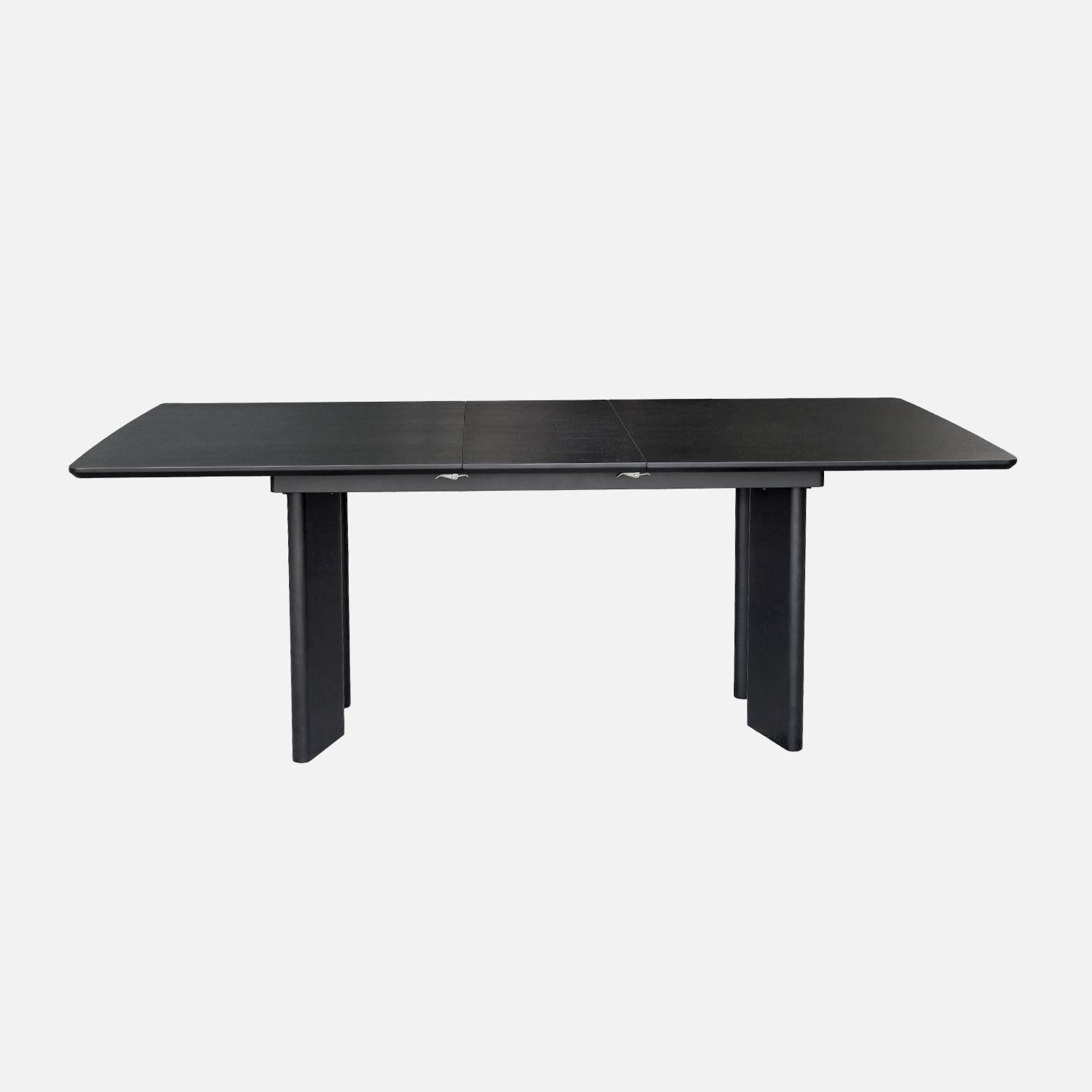 Table à manger rectangulaire extensible bois d'hévéa et placage chêne noir 6-8 places 170-210cm - Albane,sweeek,Photo5