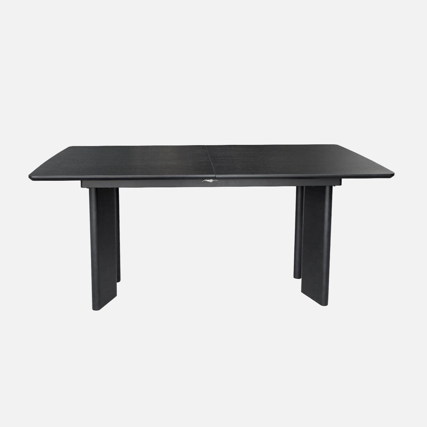 Table à manger rectangulaire extensible bois d'hévéa et placage chêne noir 6-8 places 170-210cm - Albane,sweeek,Photo4