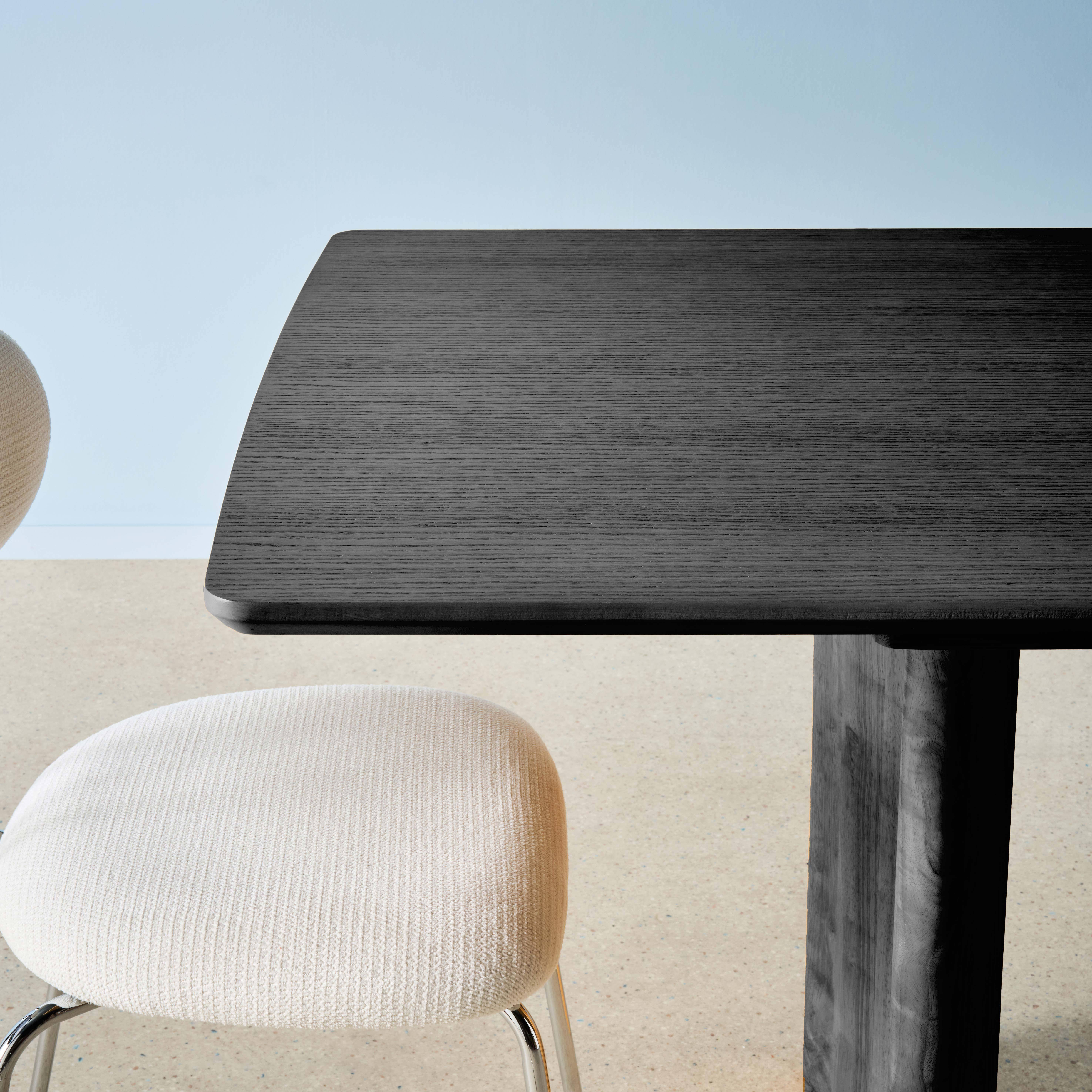 Tavolo da pranzo rettangolare allungabile in legno di hevea e impiallacciatura di rovere 6-8 posti, Albane, Nero, 170x90x76 cm Photo5