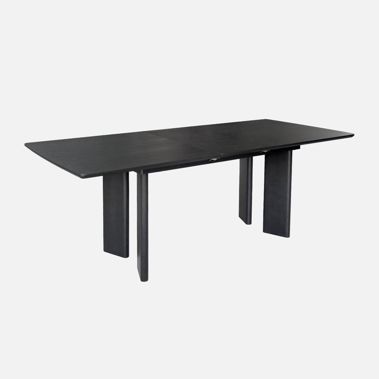 Table à manger rectangulaire extensible bois d'hévéa et placage chêne noir 6-8 places 170-210cm - Albane Photo1