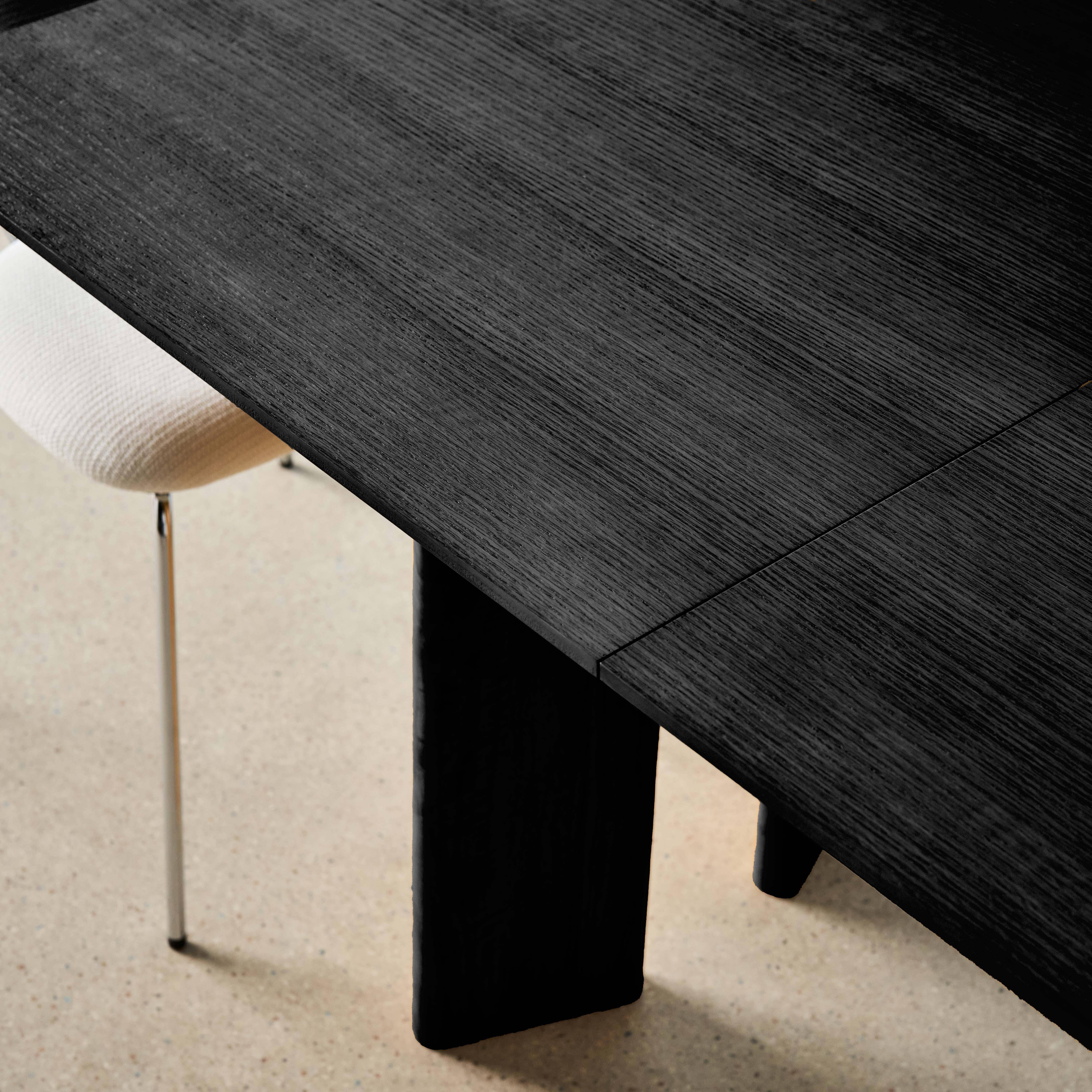 Tavolo da pranzo rettangolare allungabile in legno di hevea e impiallacciatura di rovere 6-8 posti, Albane, Nero, 170x90x76 cm Photo6