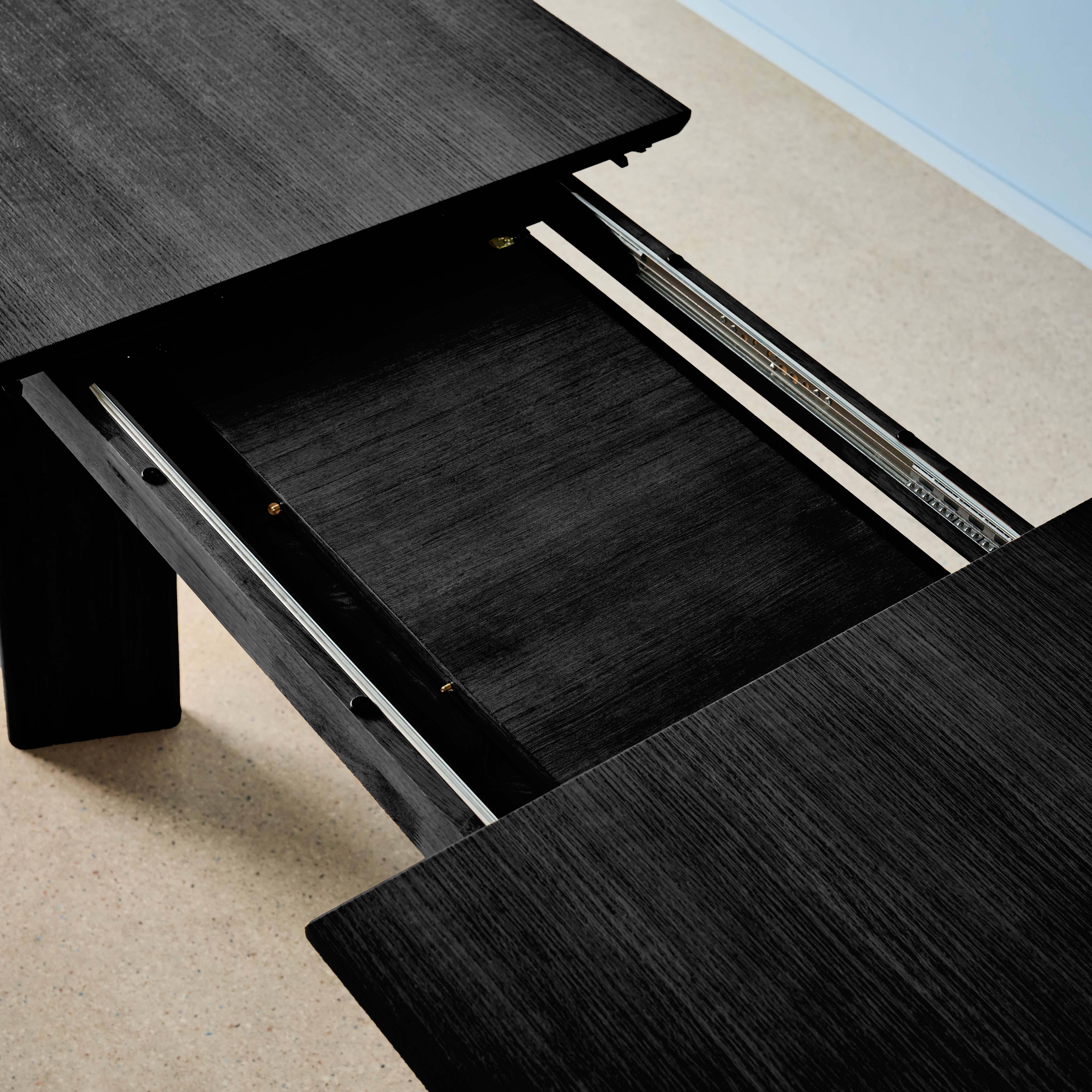 Tavolo da pranzo rettangolare allungabile in legno di hevea e impiallacciatura di rovere 6-8 posti, Albane, Nero, 170x90x76 cm Photo9