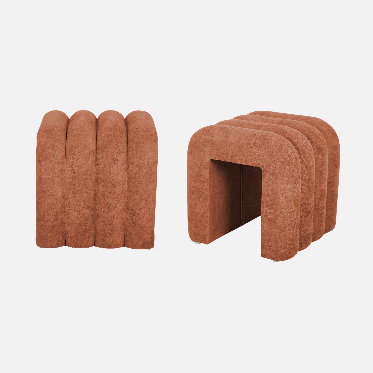 Set de 2 poufs contemporains en tissu orange