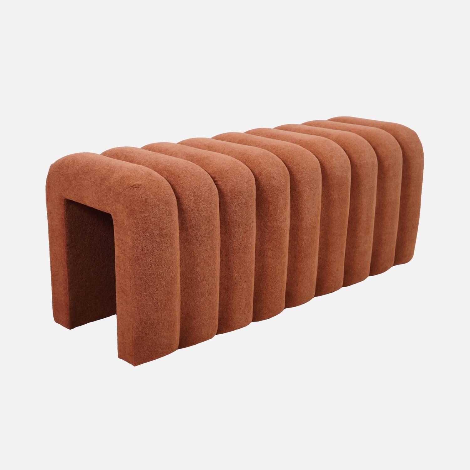 Banc, bout de lit blanc contemporain tissu orange, design