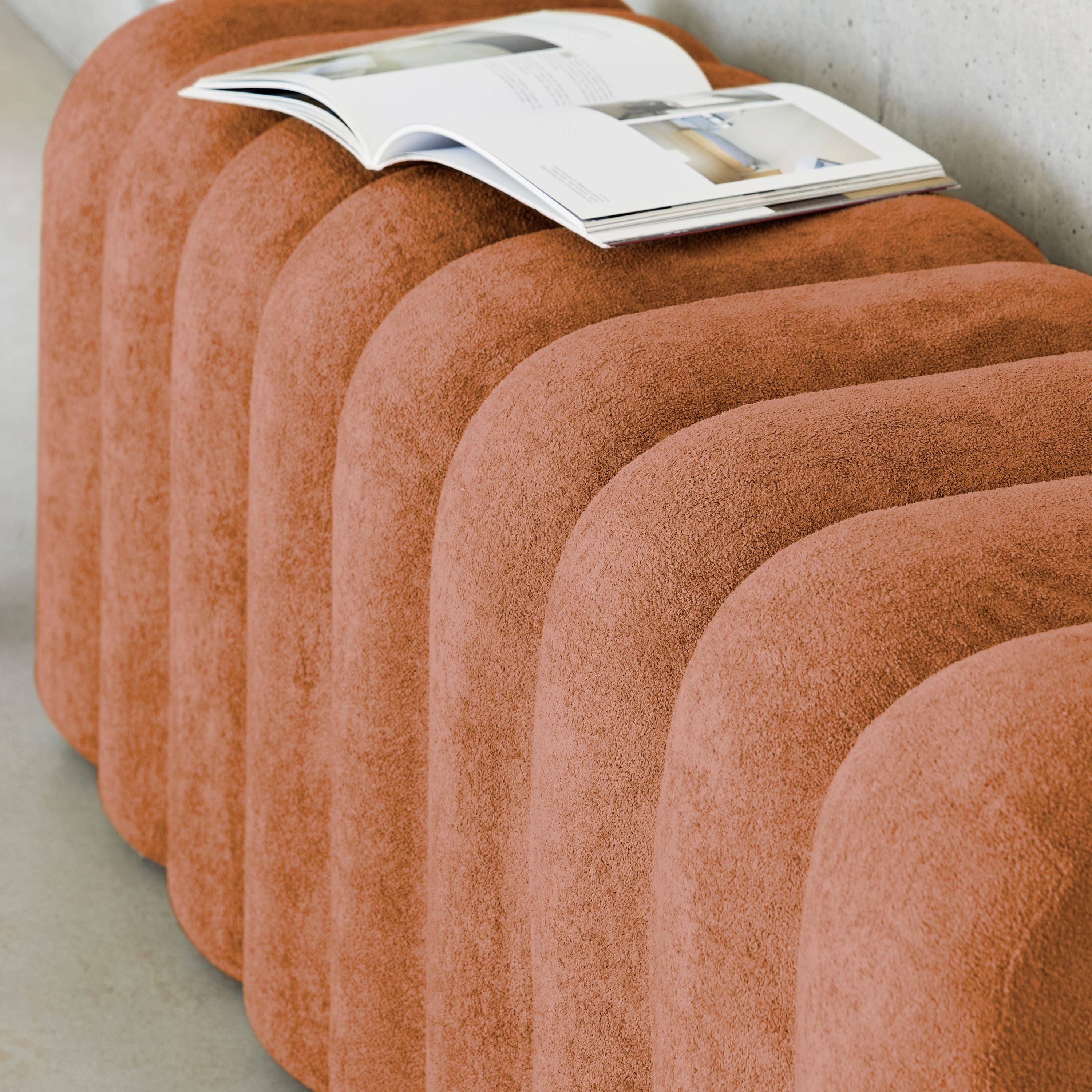 Banc, bout de lit blanc contemporain en tissu orange Photo2