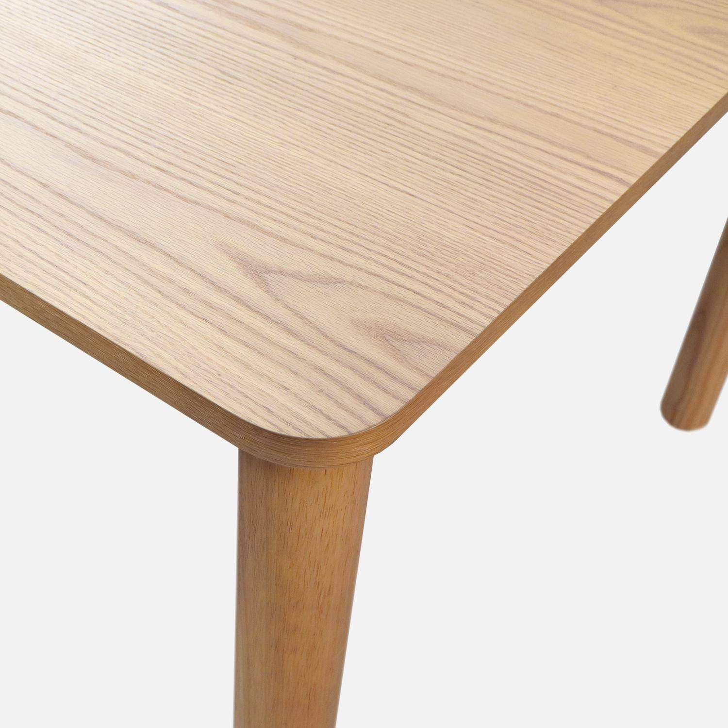 Table à manger rectangulaire bois d'hévéa et placage chêne naturel 6 places - 180 x 100 x 75 cm - Solene Photo3