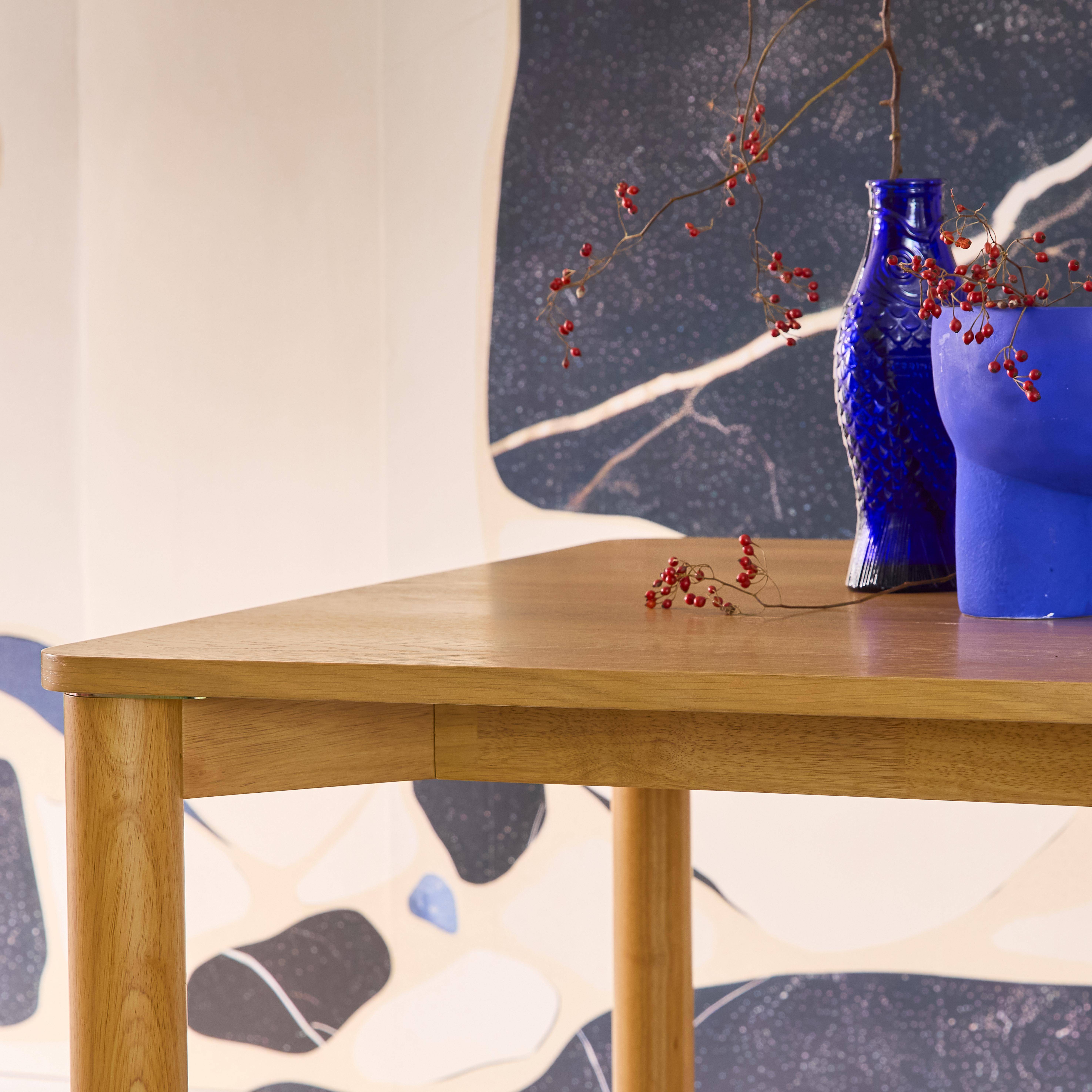 Tavolo da pranzo rettangolare in legno di hevea e impiallacciatura di quercia 6 posti, Solene, Marrone naturale, 180x100x75 cm,sweeek,Photo4