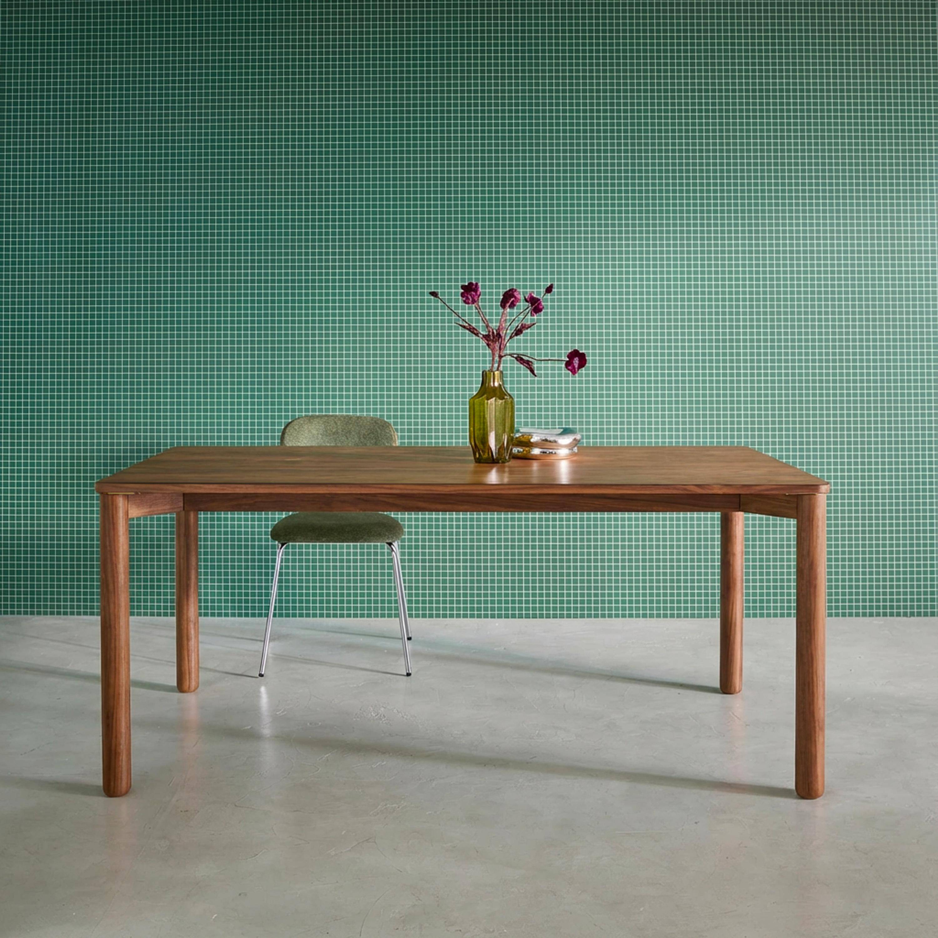 Rechthoekige eettafel rubberhout en eikenfineer 6 plaatsen walnoot - 180 x 100 x 75 cm - Solene Photo1