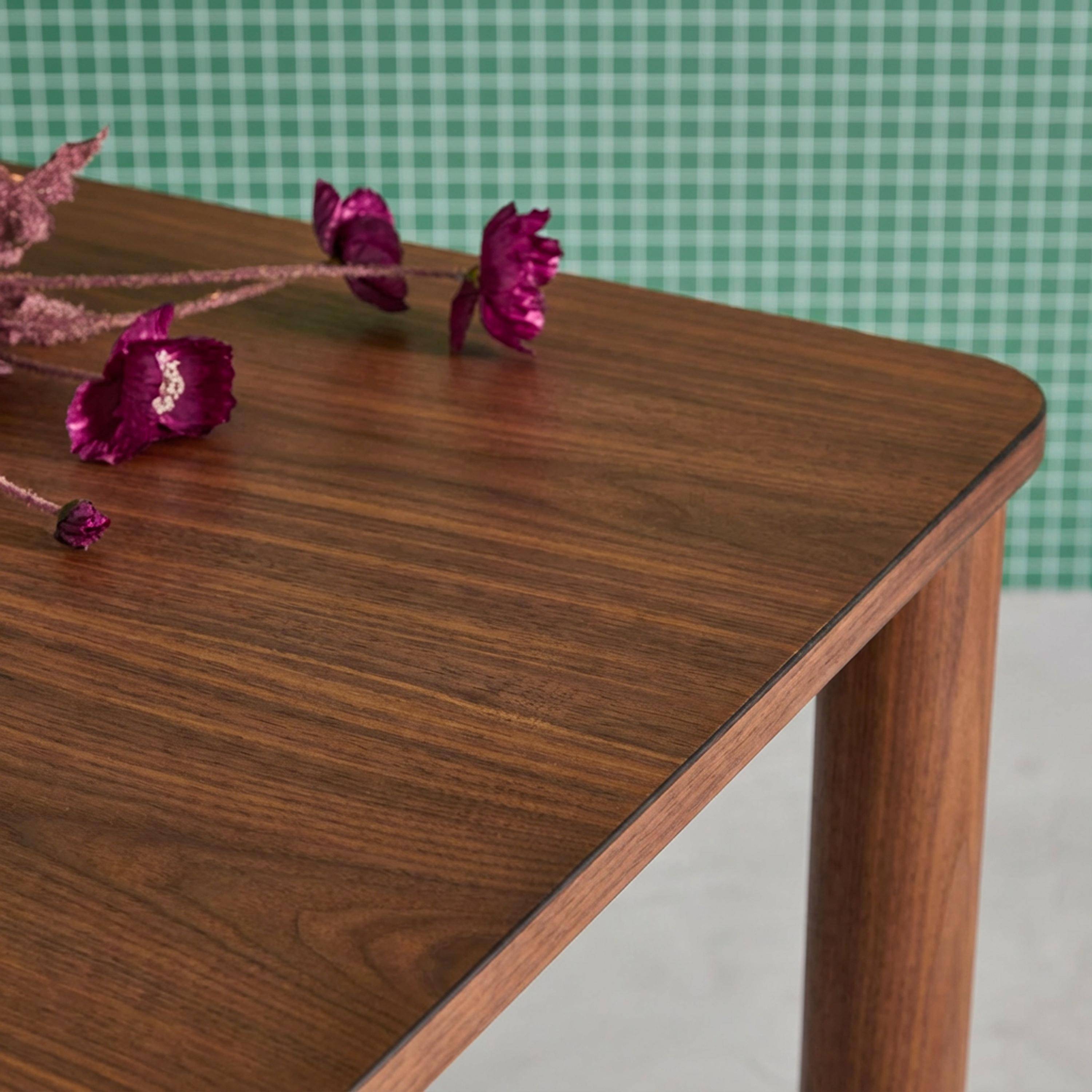 Rechthoekige eettafel rubberhout en eikenfineer 6 plaatsen walnoot - 180 x 100 x 75 cm - Solene,sweeek,Photo3