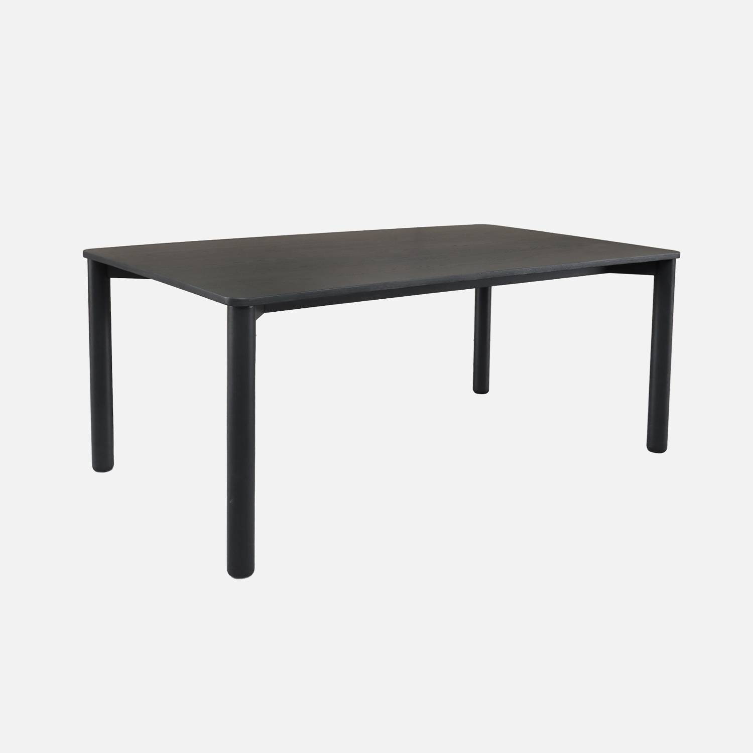 Table à manger rectangulaire bois d'hévéa et placage chêne noir 6 places