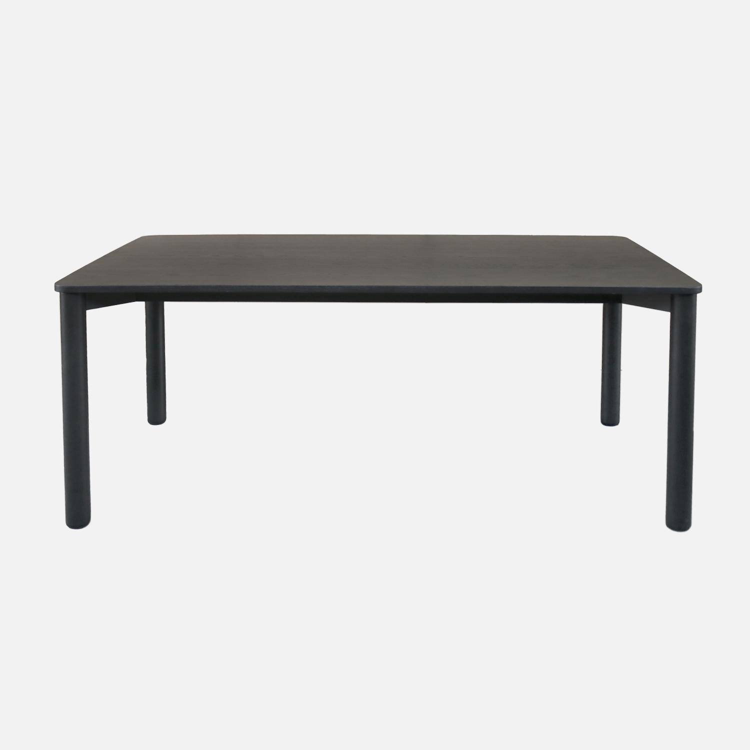 Table à manger rectangulaire bois d'hévéa et placage chêne noir 6 places - 180 x 100 x 75 cm - Solene Photo2