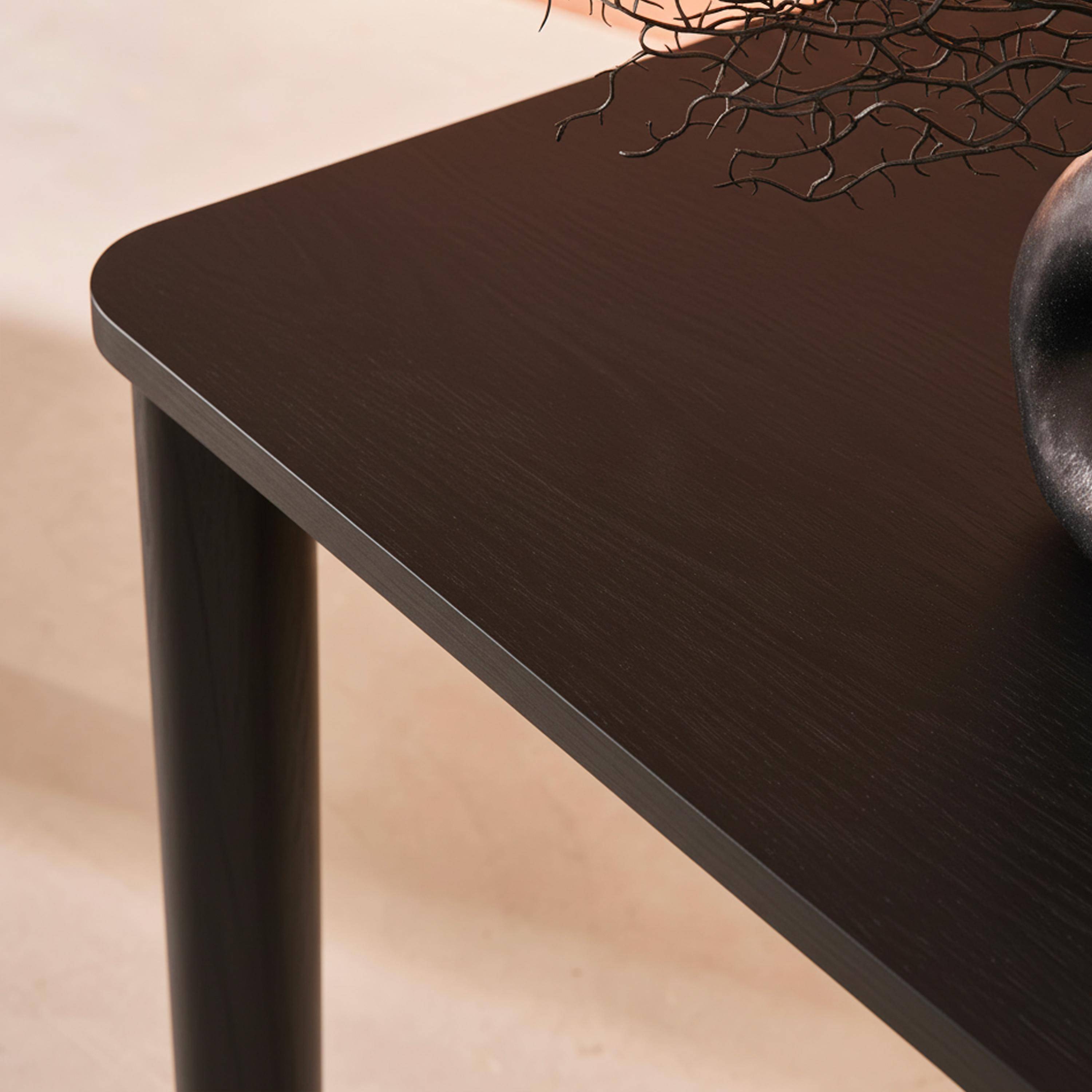 Rechthoekige eettafel rubberhout en eikenfineer 6 plaatsen zwart - 180 x 100 x 75 cm - Solene Photo3