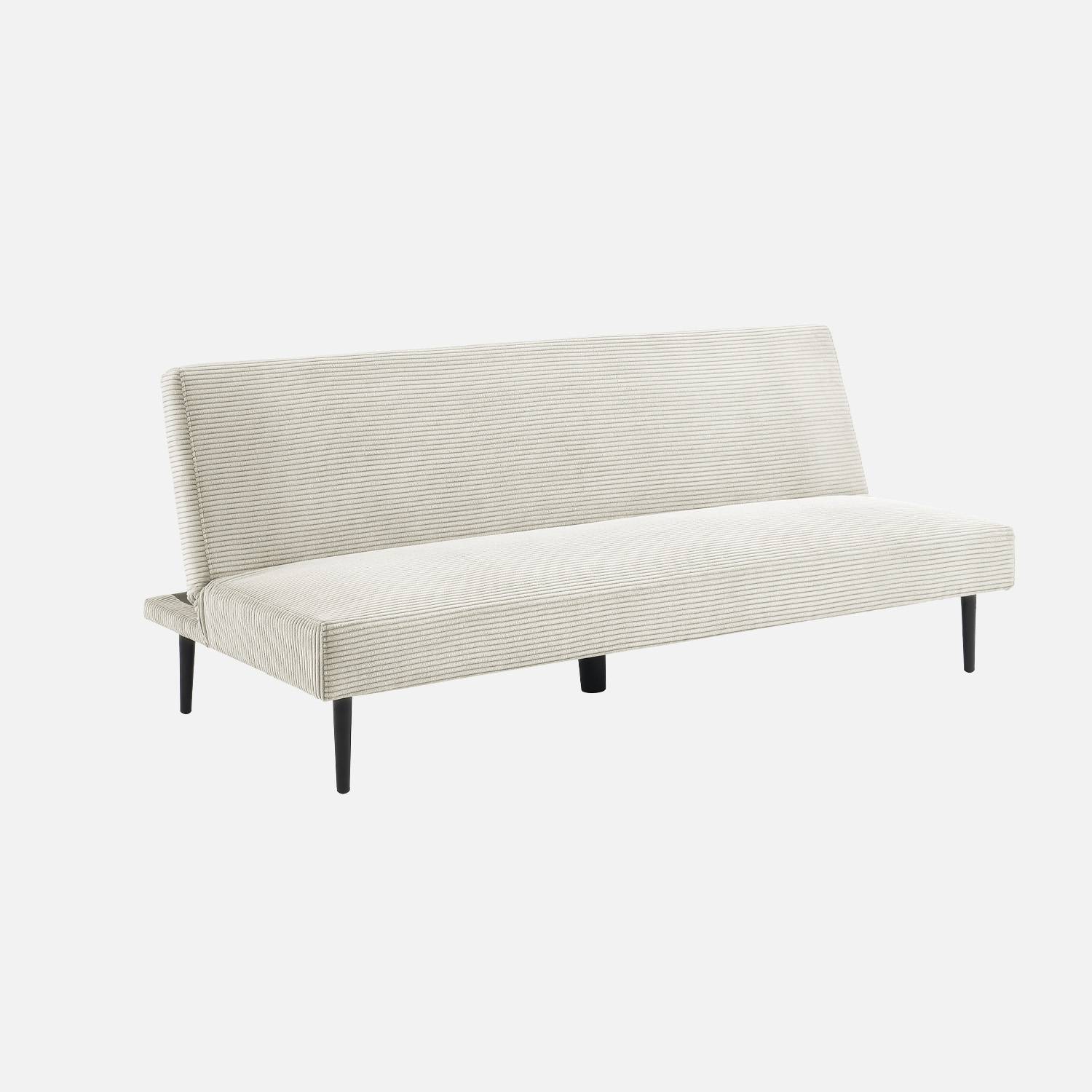 Canapé banquette convertible 3 places velours côtelé crème