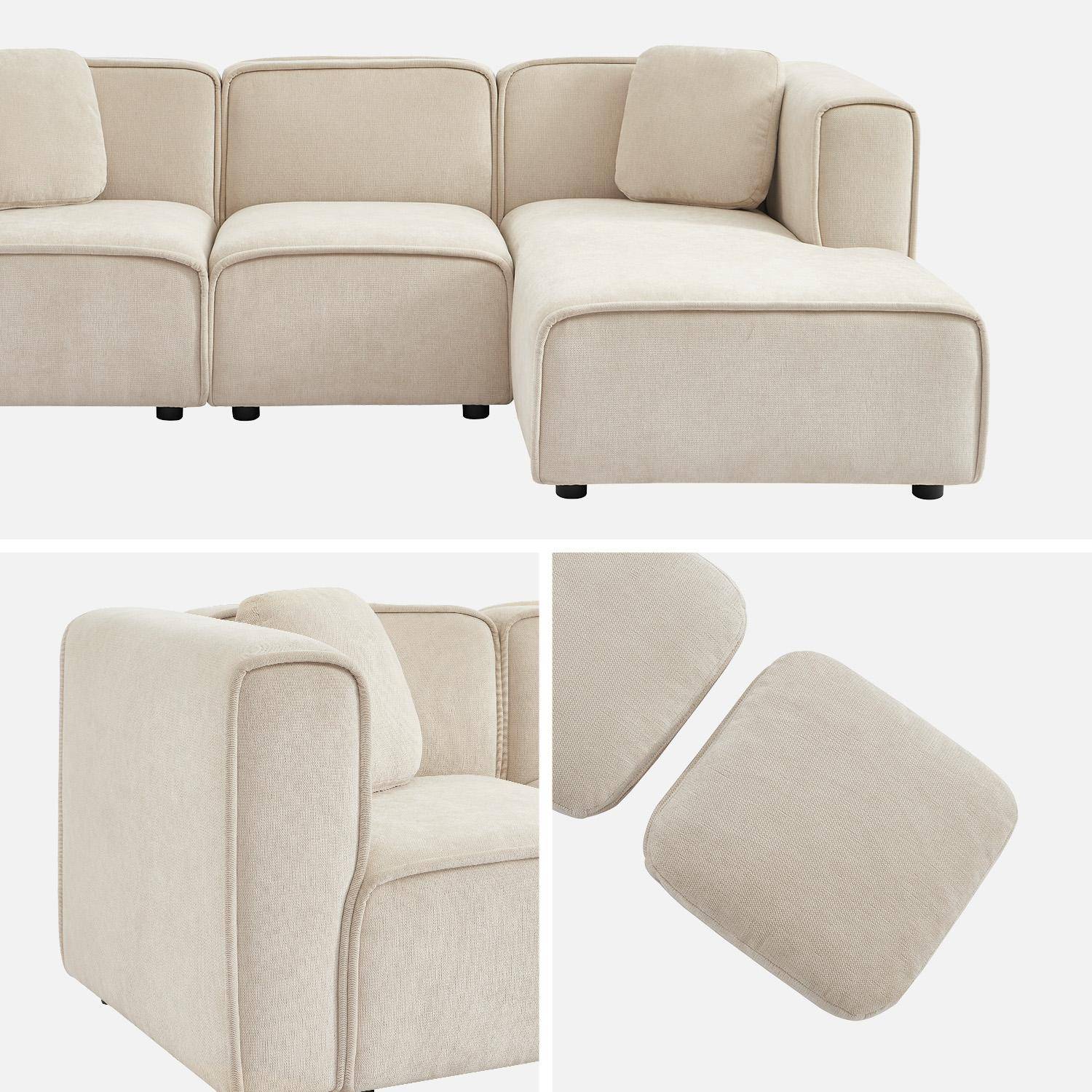 Rechtse hoekbank 3 zitplaatsen stof beige L 230 x D 145 x H 70 cm - Lester Photo7