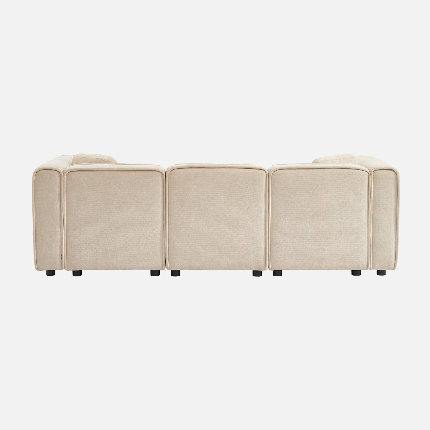 Canapé d'angle droite 3 places tissu beige 2 coussins carrés L 230 x P 145 x H 70 cm - Lester Photo3