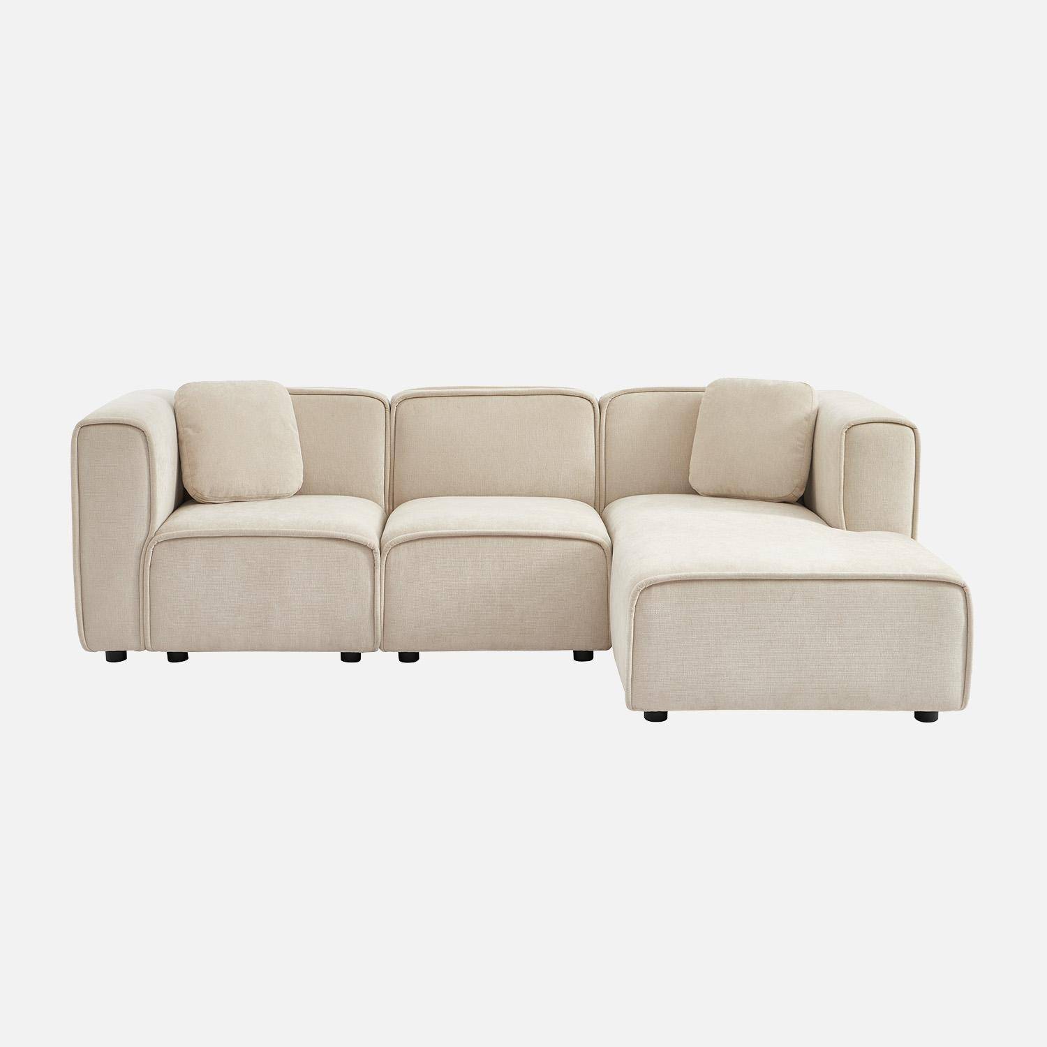 Rechtse hoekbank 3 zitplaatsen stof beige L 230 x D 145 x H 70 cm - Lester Photo4