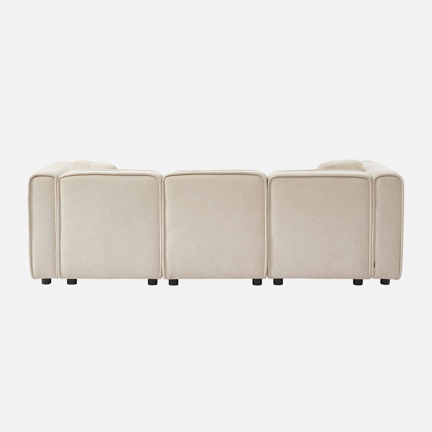 Narożnik lewy 3-osobowy, beżowa tkanina, 2 kwadratowe poduszki, dł. 230 x gł. 145 x wys. 70 cm – Lester Photo5