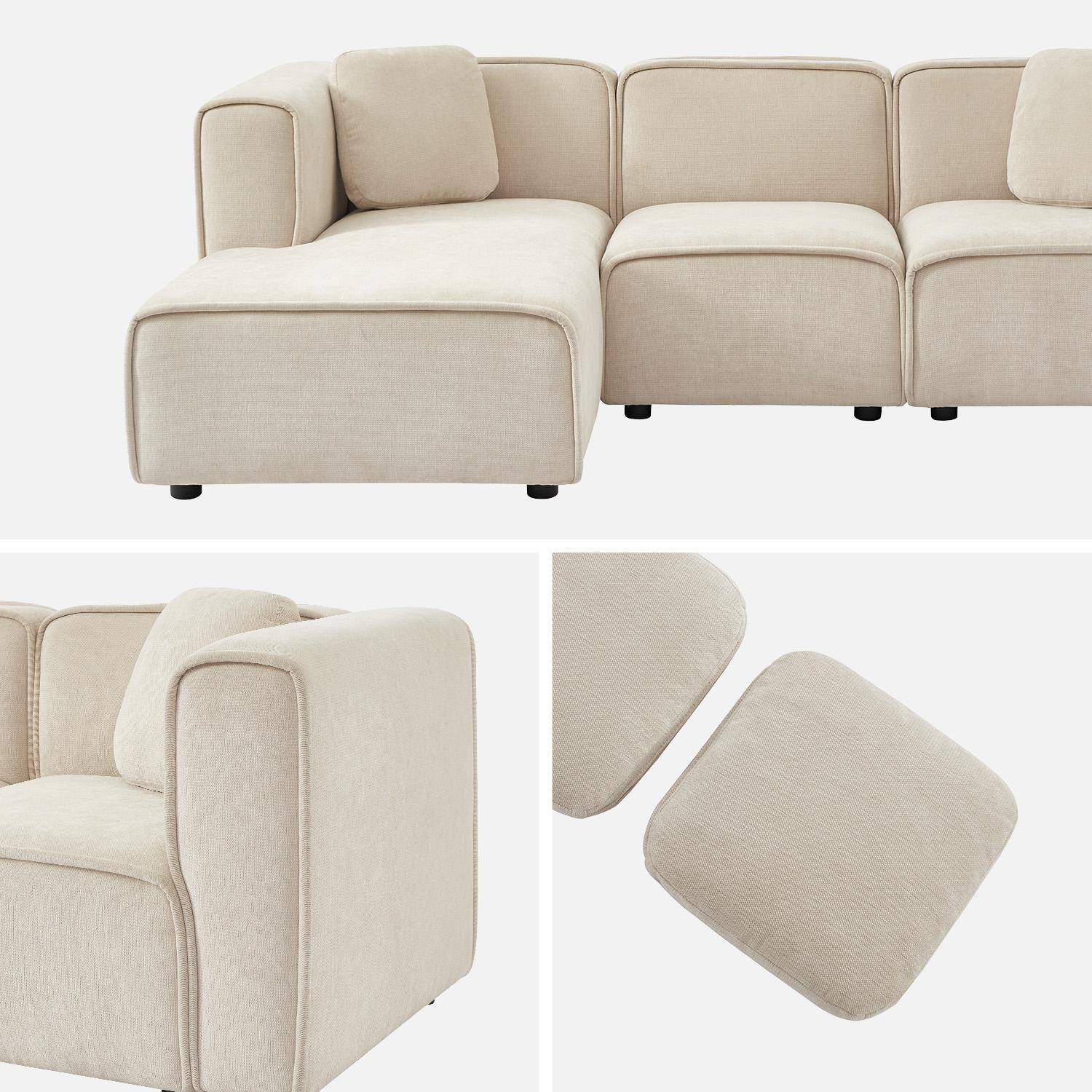 Canapé d'angle gauche 3 places tissu beige 2 coussins carrés L 230 x P 145 x H 70 cm - Lester,sweeek,Photo7