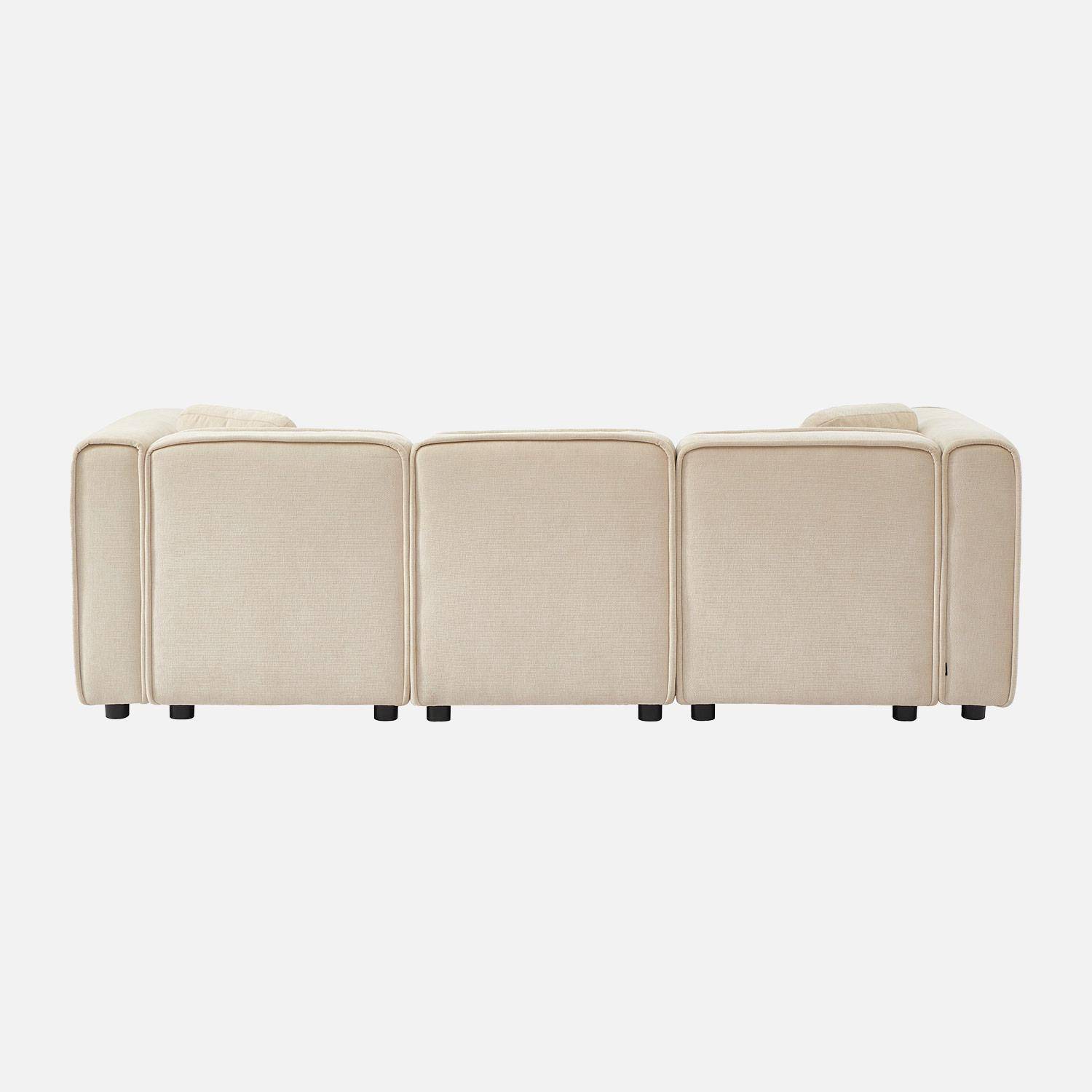 Canapé d'angle gauche 3 places tissu beige 2 coussins carrés L 230 x P 145 x H 70 cm - Lester Photo3