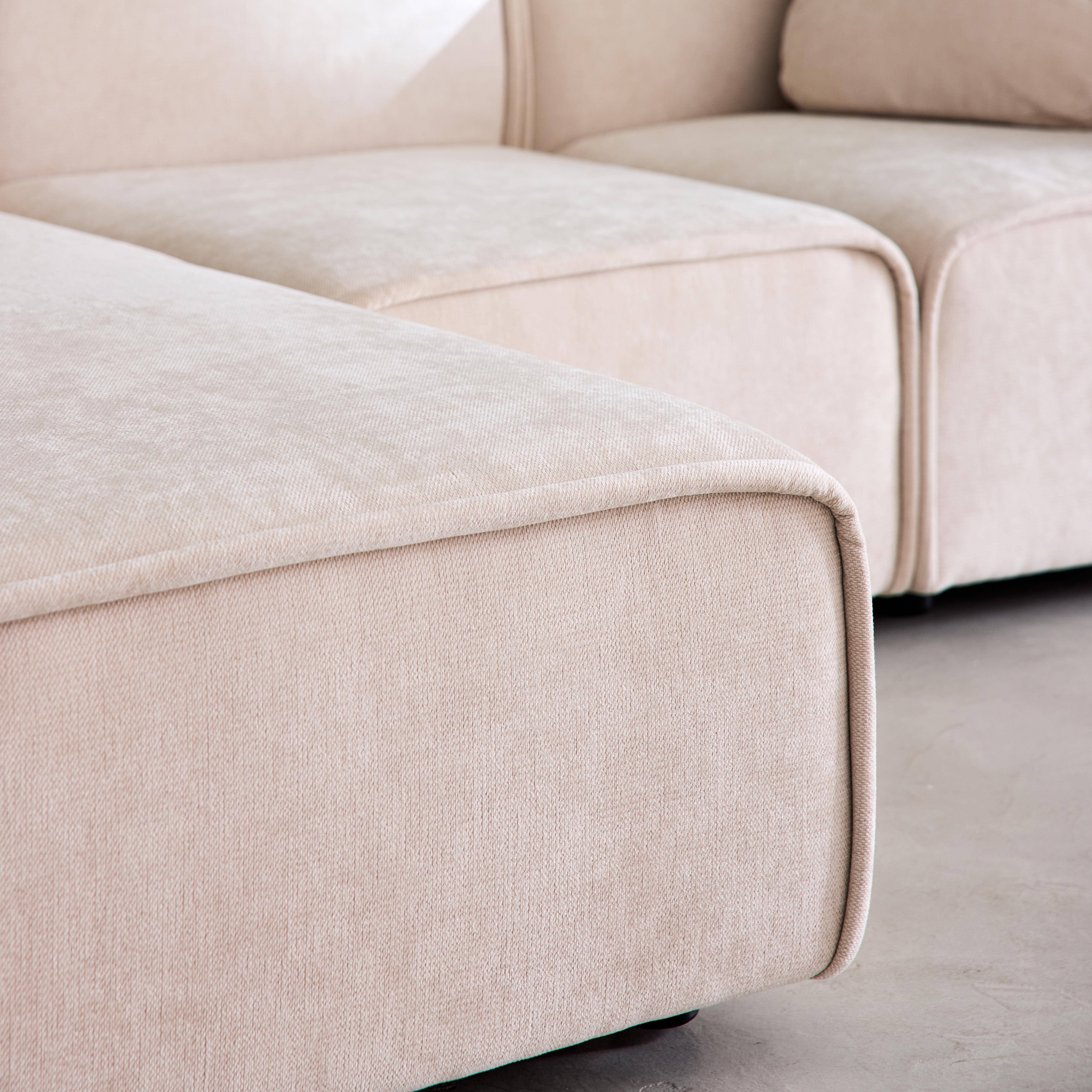 Canapé d'angle gauche 3 places tissu beige 2 coussins carrés L 230 x P 145 x H 70 cm - Lester,sweeek,Photo3