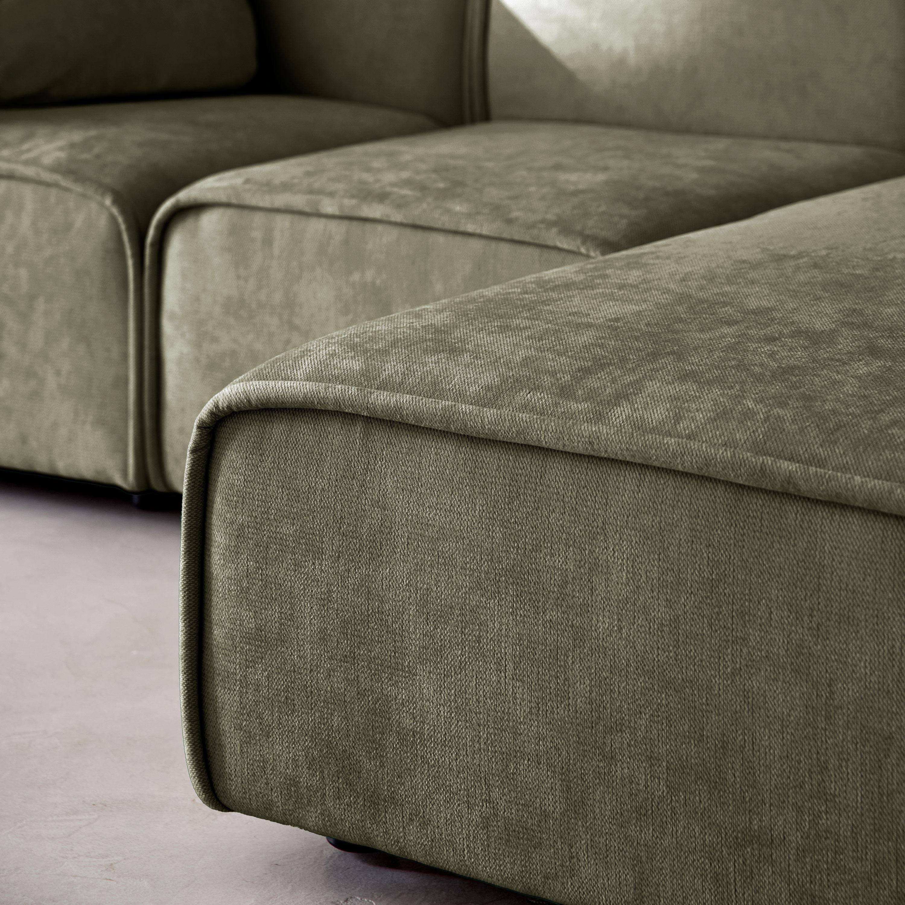 Canapé d'angle droite 3 places tissu kaki 2 coussins carrés L 230 x P 145 x H 70 cm - Lester,sweeek,Photo3