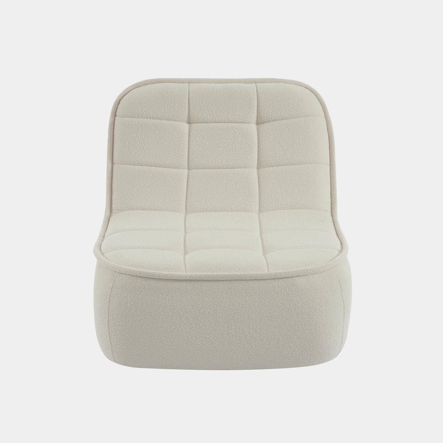 Chauffeuse bouclette texturée 1 place blanc cassé L 93 x P 104 x H 85cm - Boni Photo2