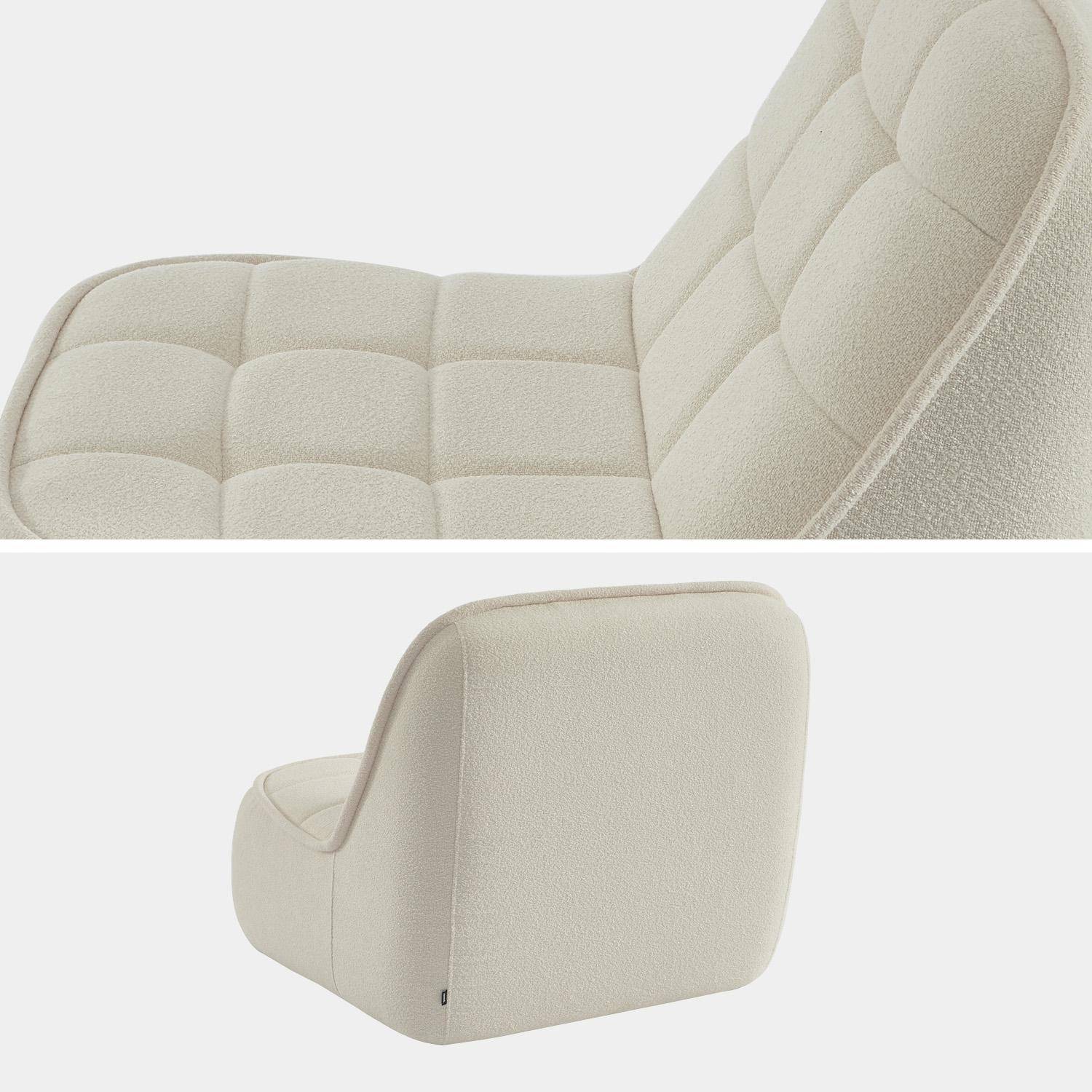 Chauffeuse bouclette texturée 1 place blanc cassé L 93 x P 104 x H 85cm - Boni Photo3