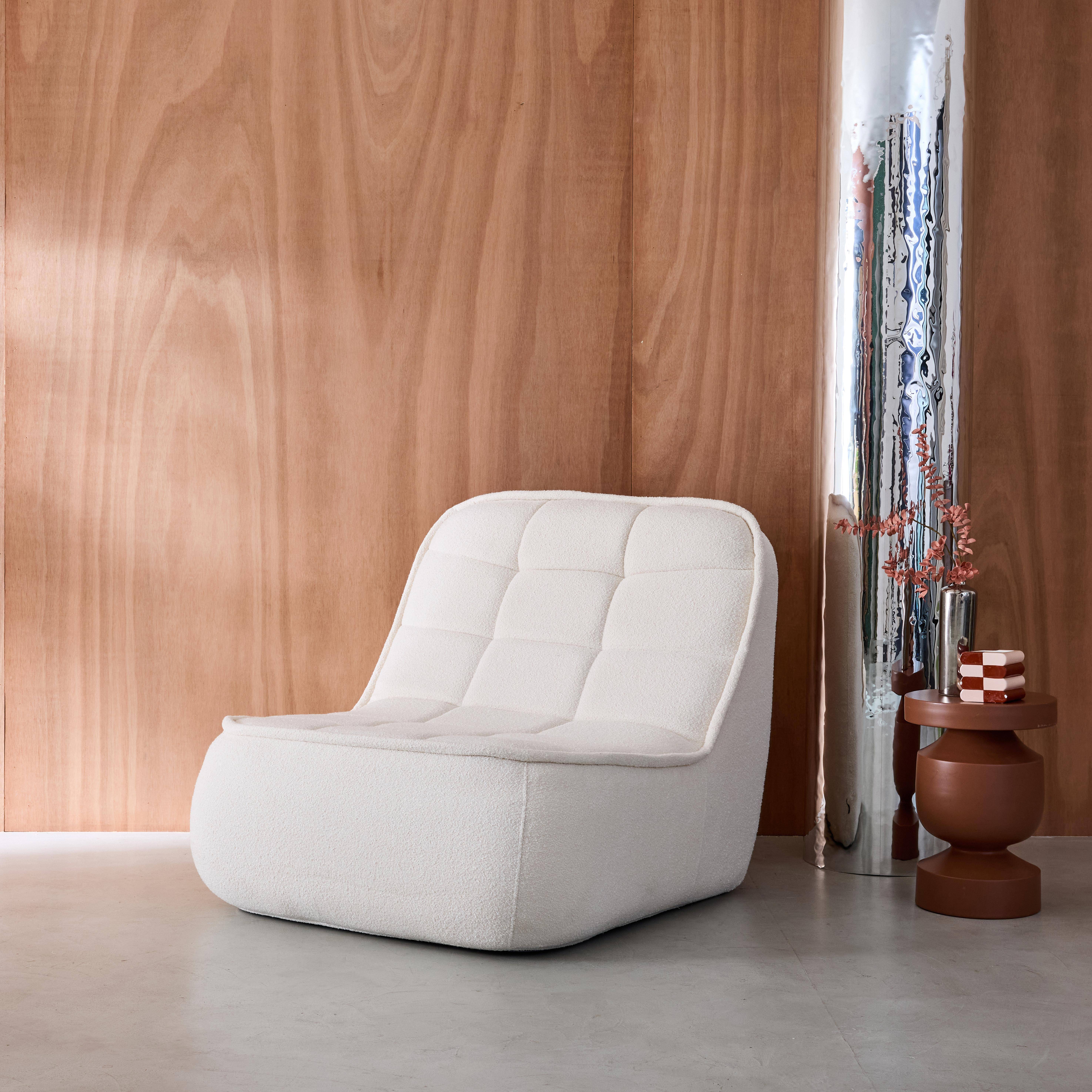 Sessel mit strukturiertem Bouclébezug, antikweiß B 93 x T 104 x H 85 cm - Boni Photo1