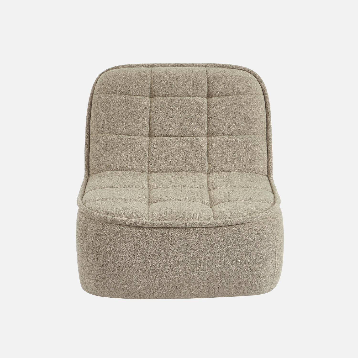 Chauffeuse bouclette texturée 1 place beige L 93 x P 104 x H 85cm - Boni Photo2