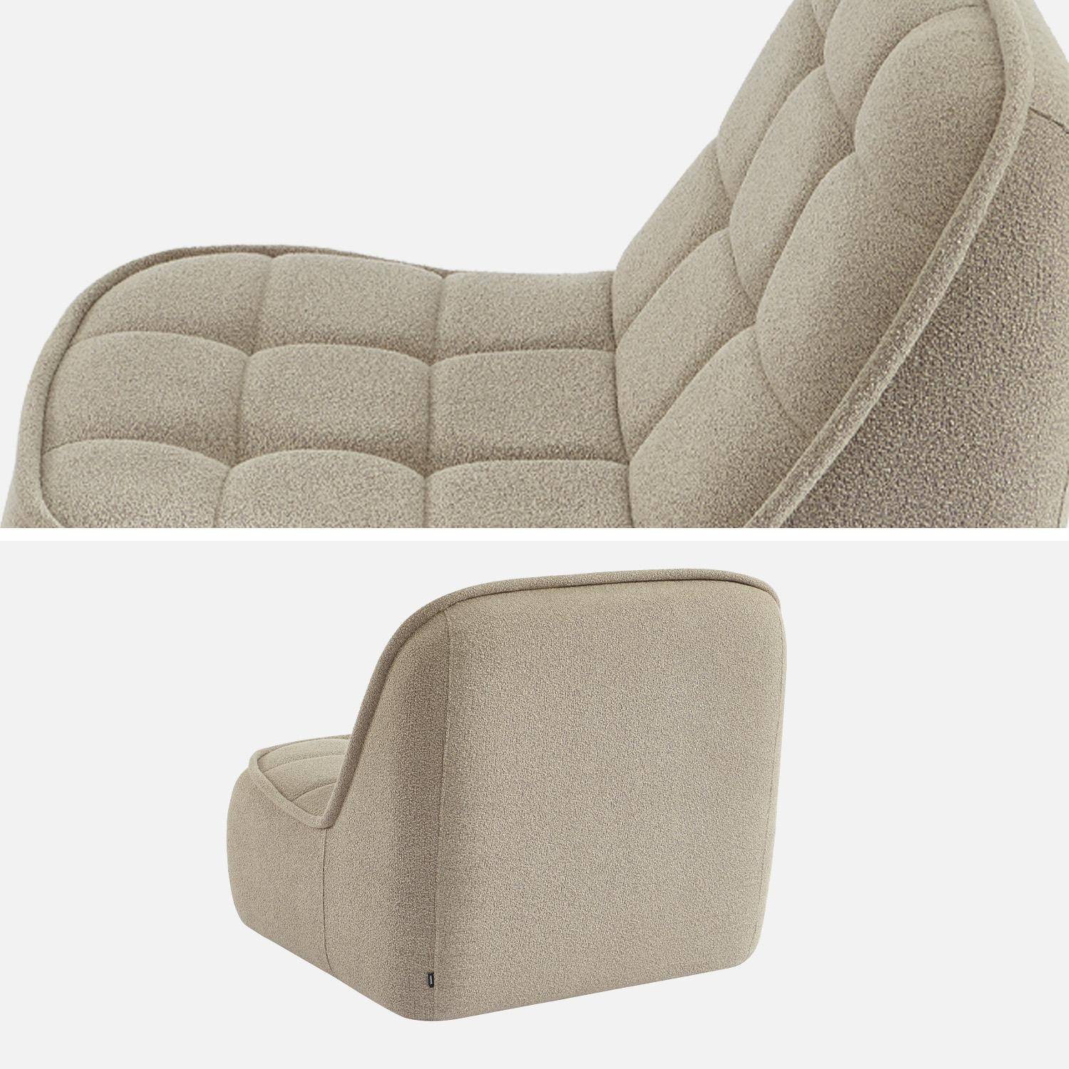 Chauffeuse bouclette texturée 1 place beige L 93 x P 104 x H 85cm - Boni Photo3