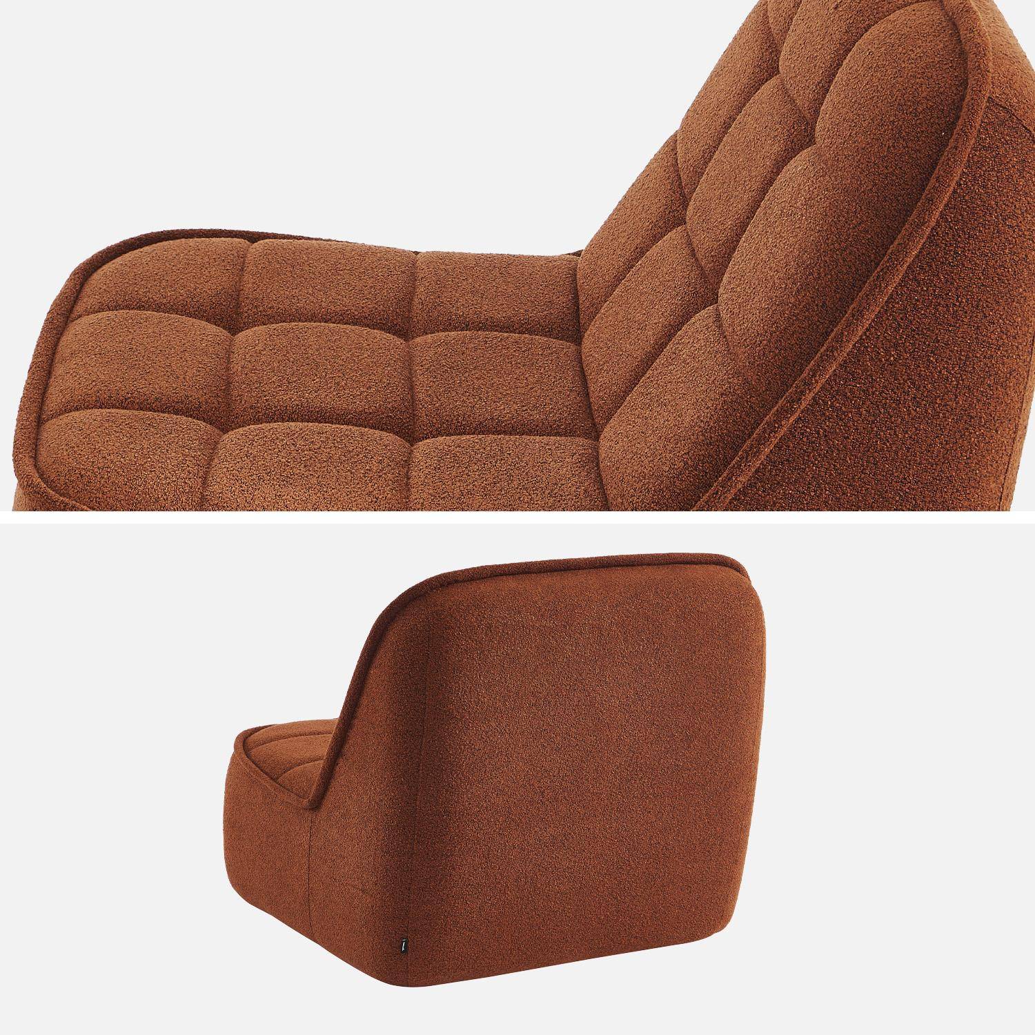 Chauffeuse bouclette texturée 1 place terracotta L 93 x P 104 x H 85cm - Boni Photo3