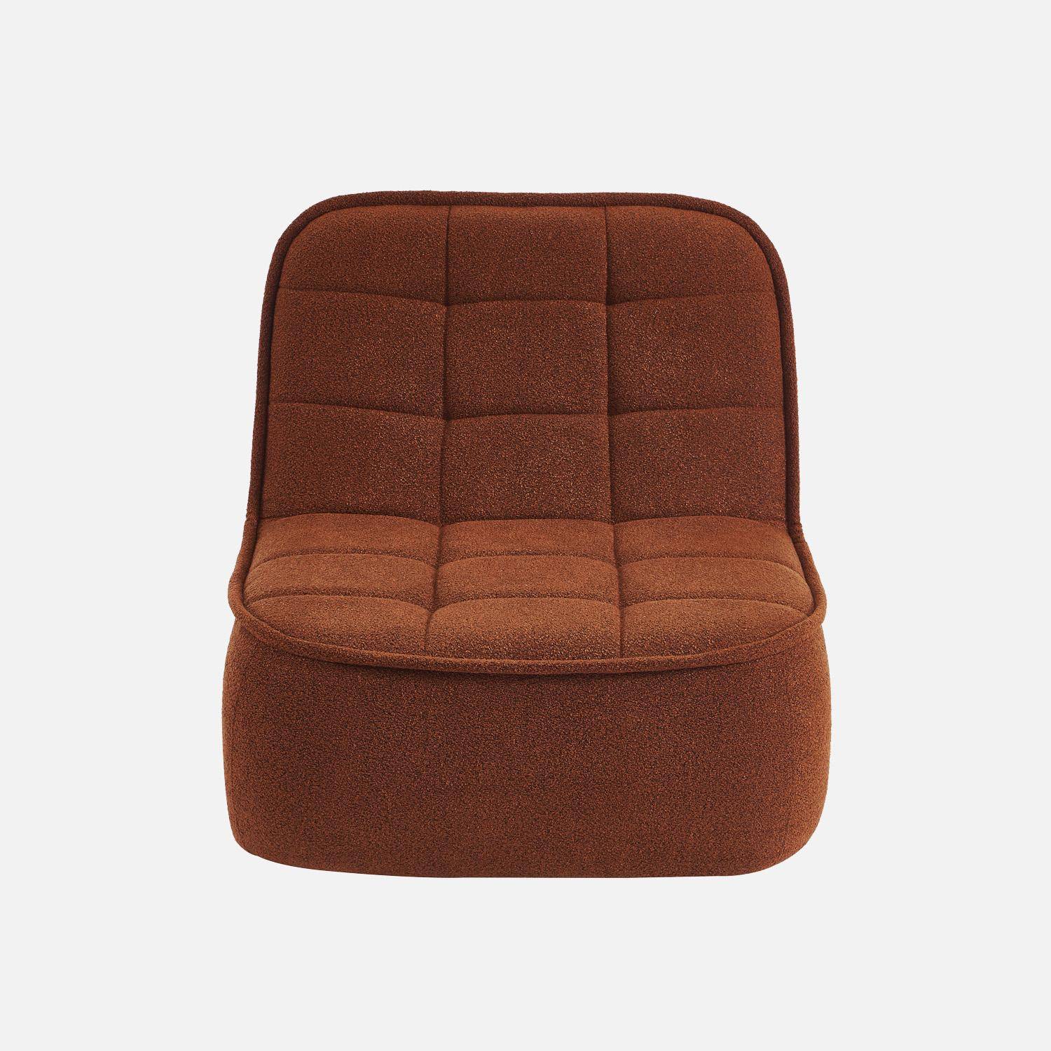 Chauffeuse bouclette texturée 1 place terracotta L 93 x P 104 x H 85cm - Boni Photo2